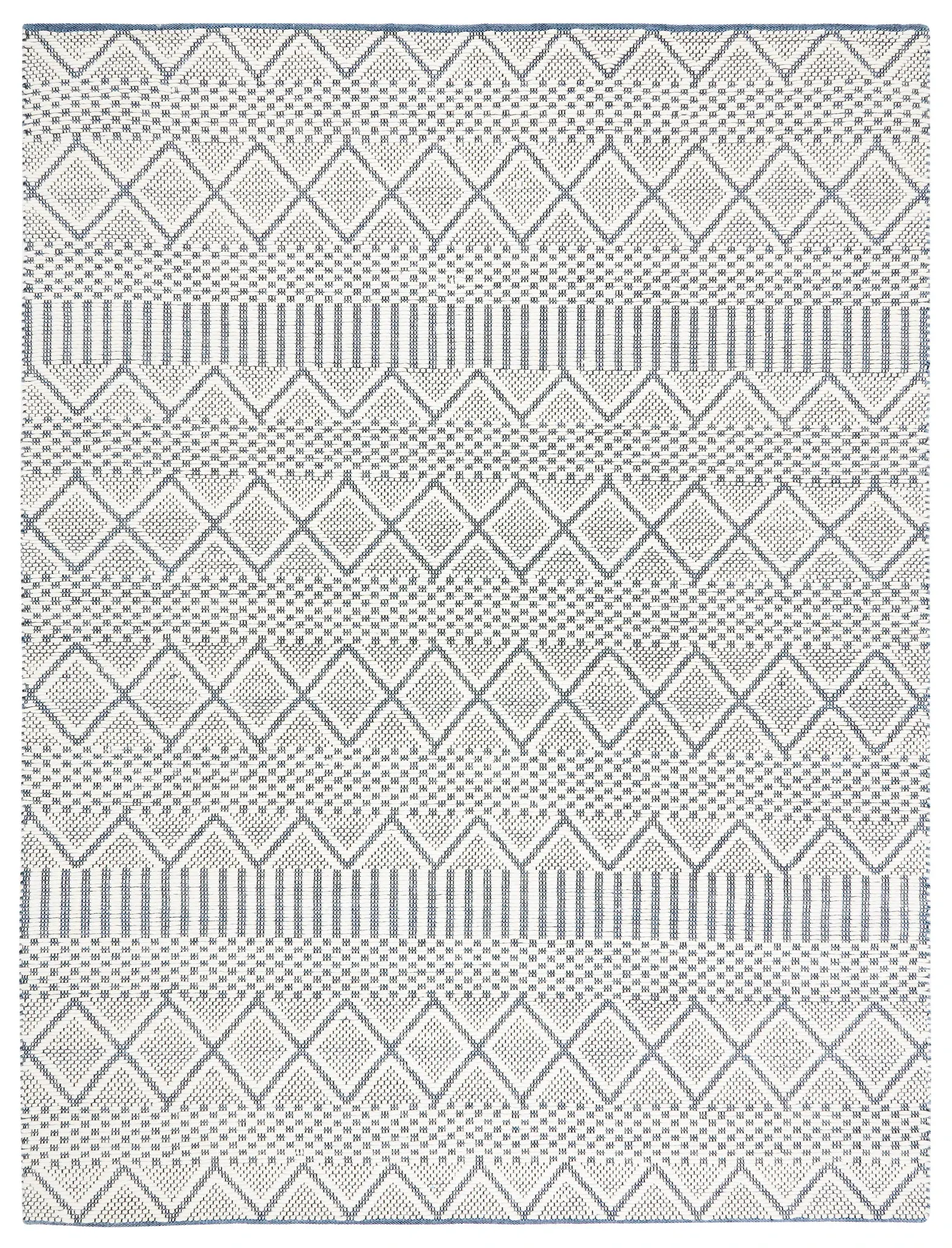Natura Tribal Diamond Check Stripe Hand-Woven Wool Rug