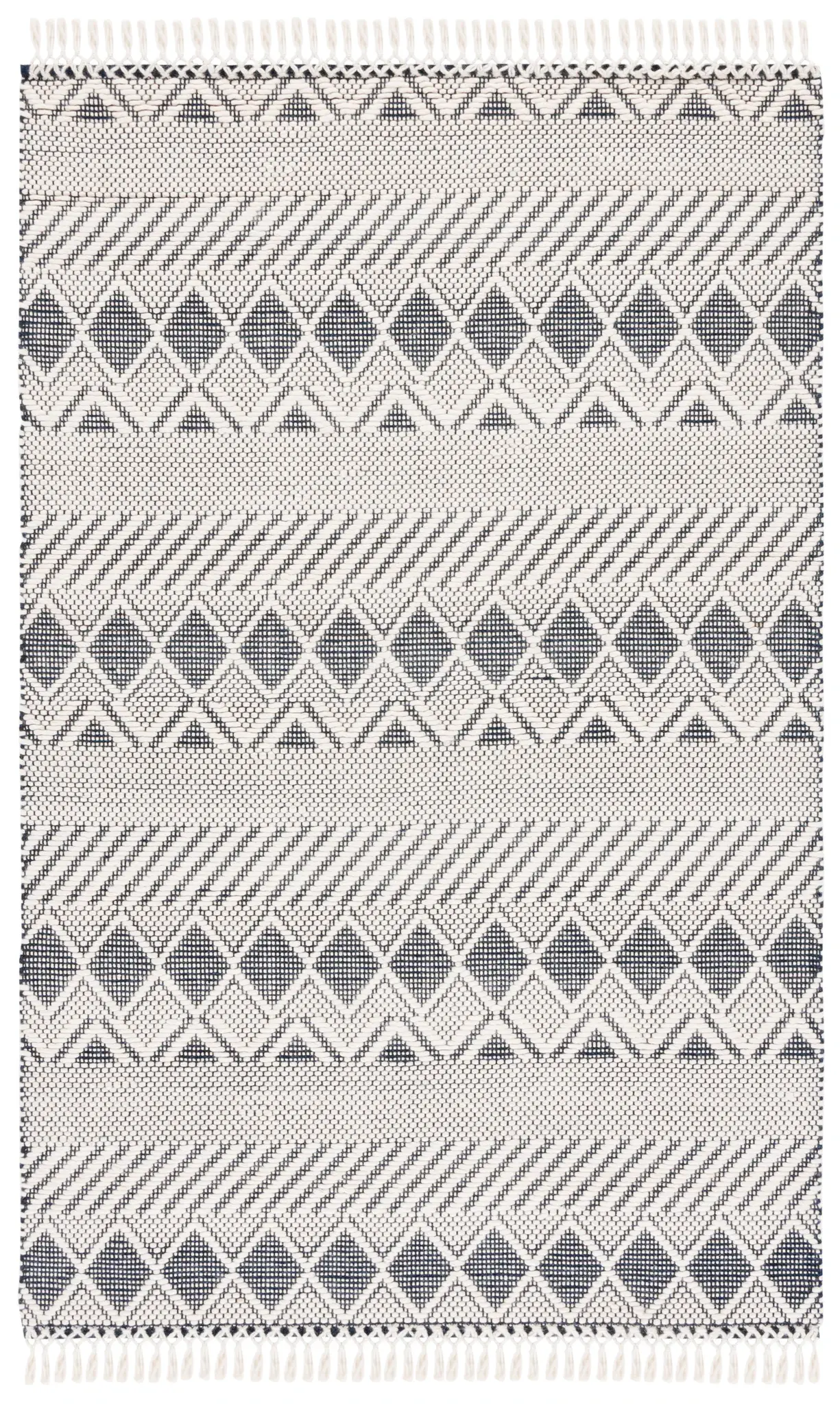 Natura Zigzag Banded Diamond Hand-Woven Wool Rug