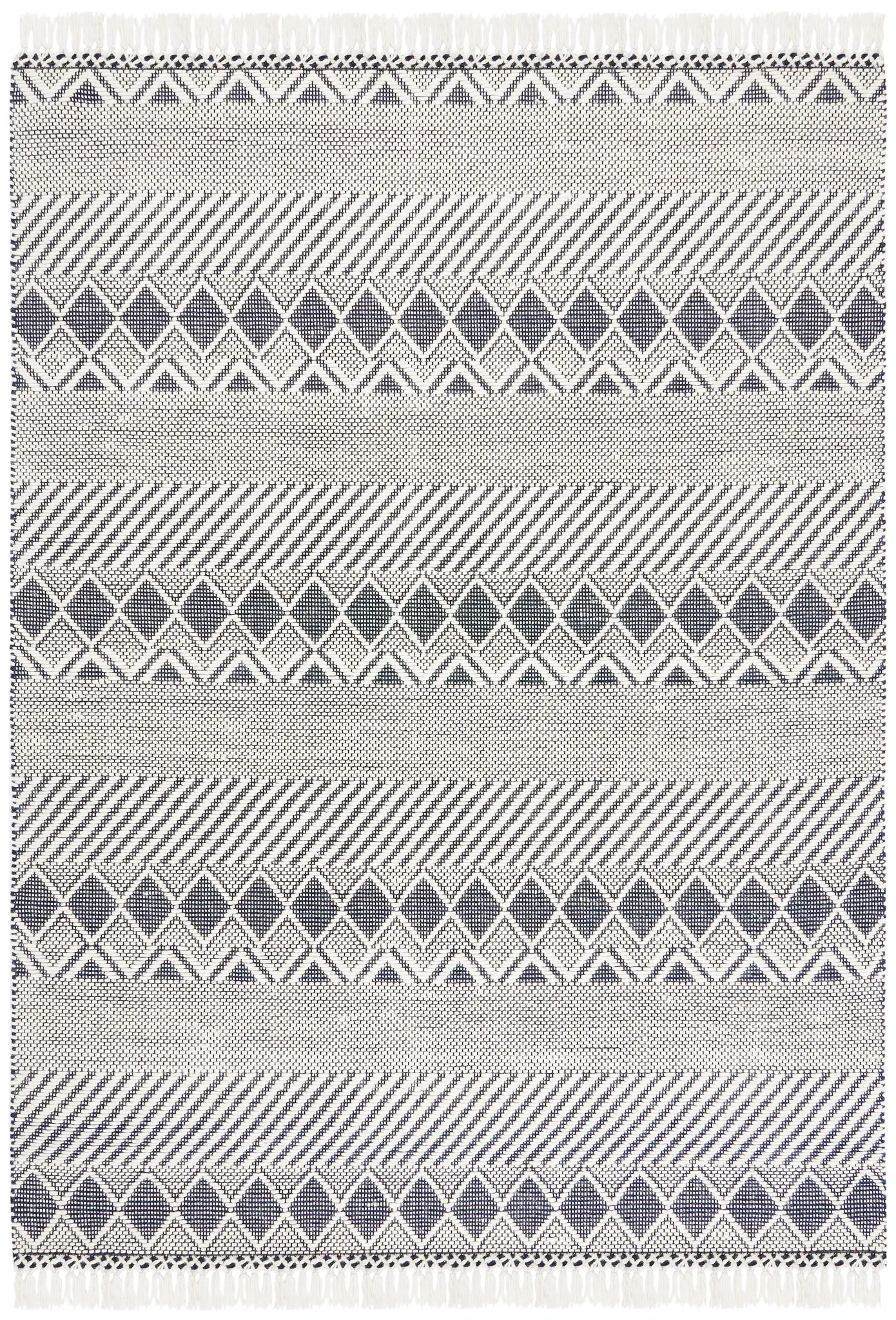 Natura Zigzag Banded Diamond Hand-Woven Wool Rug