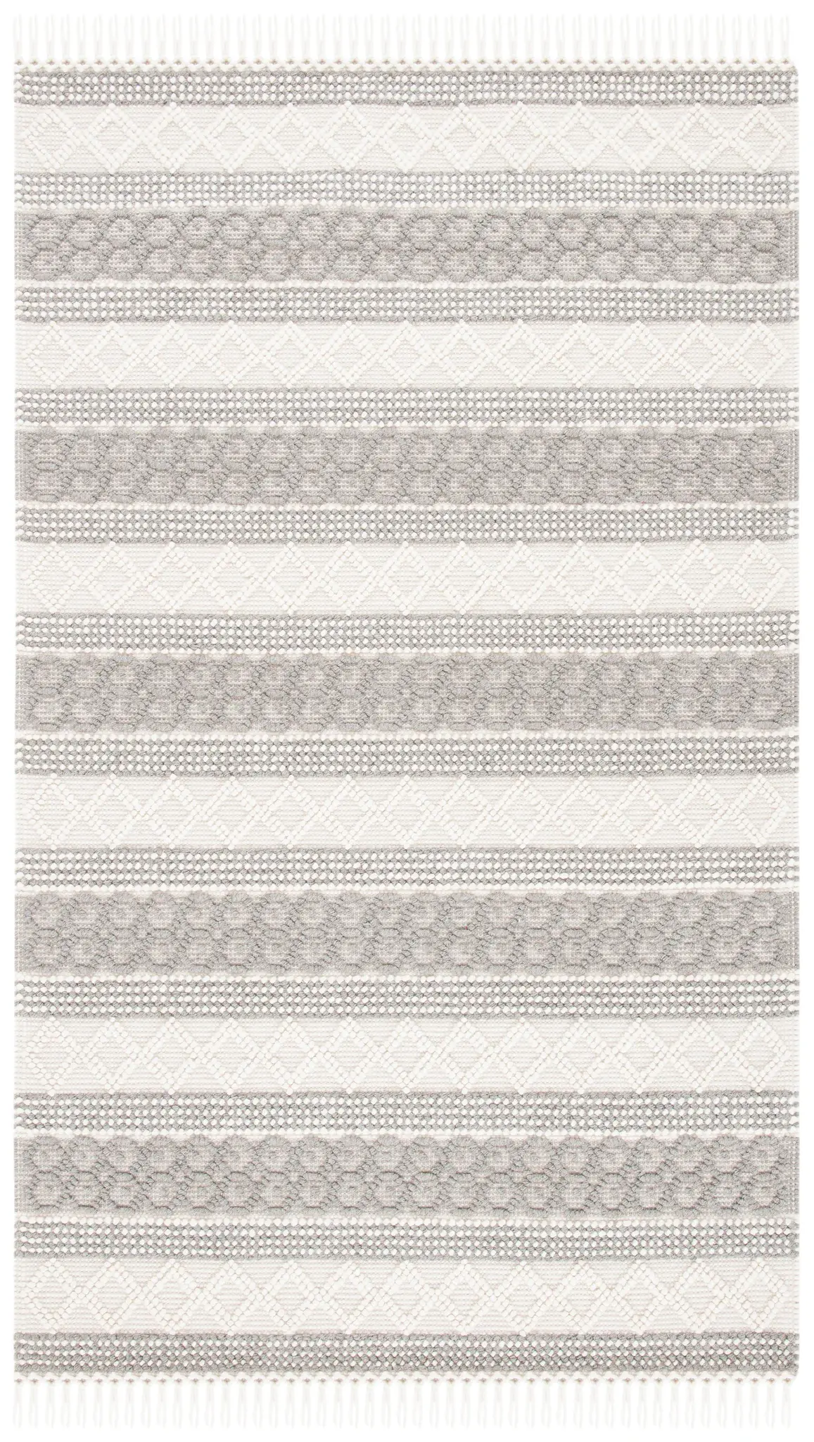 Natura Banded Geometric Hand-Woven Wool Rug