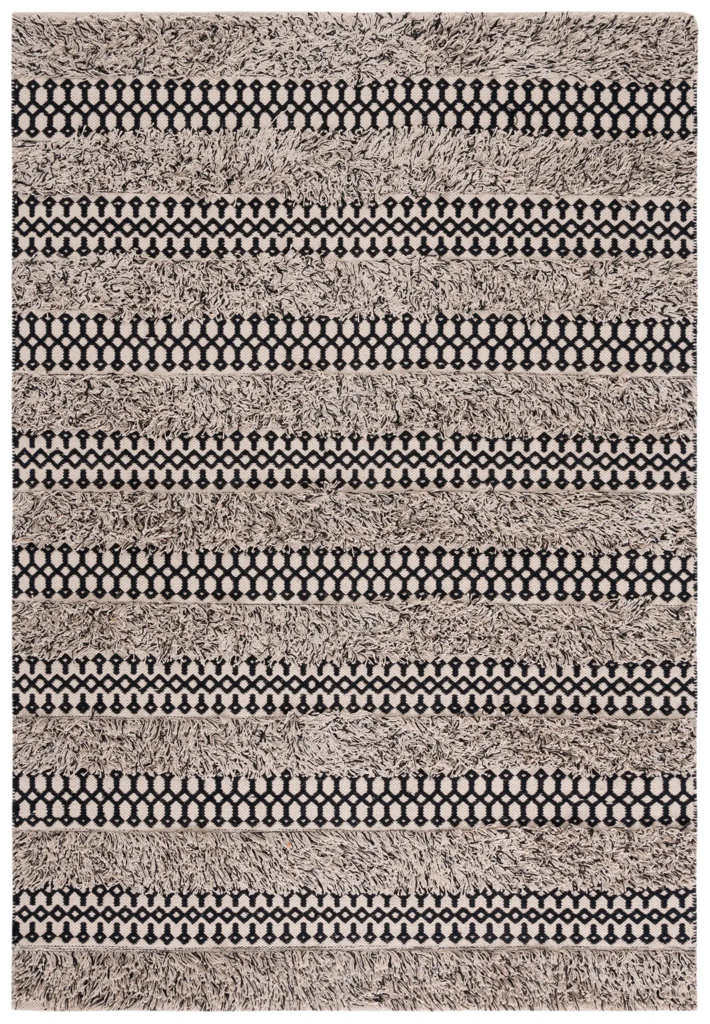 Natura Banded Geometric Flatweave Cotton Rug