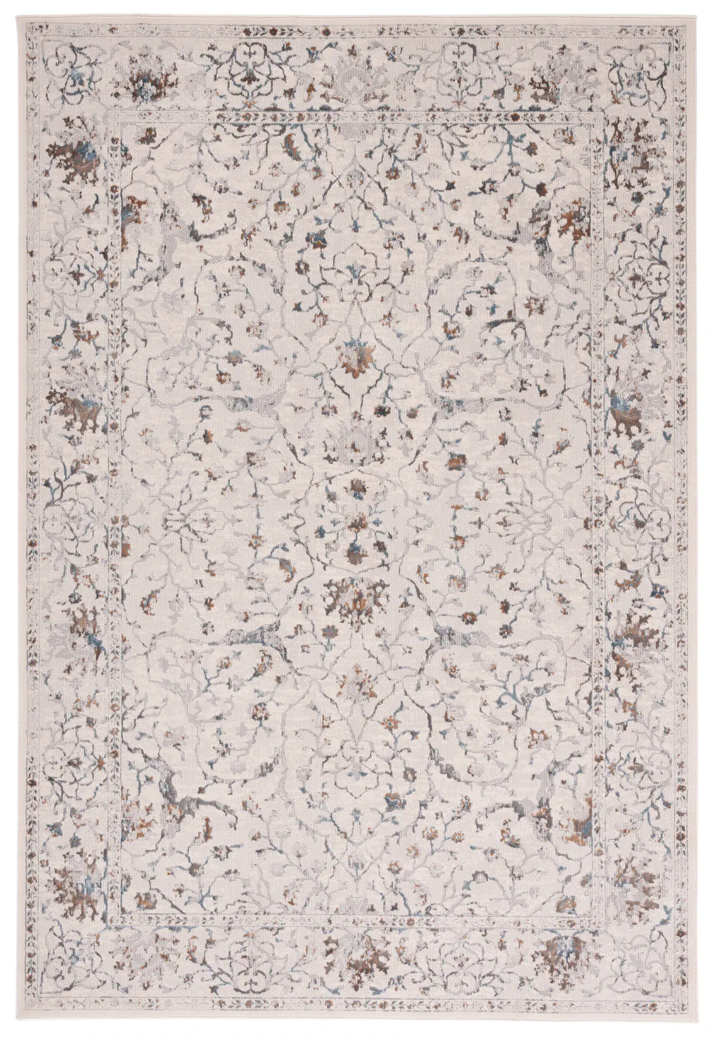 Noble Distressed Floral Border Rug