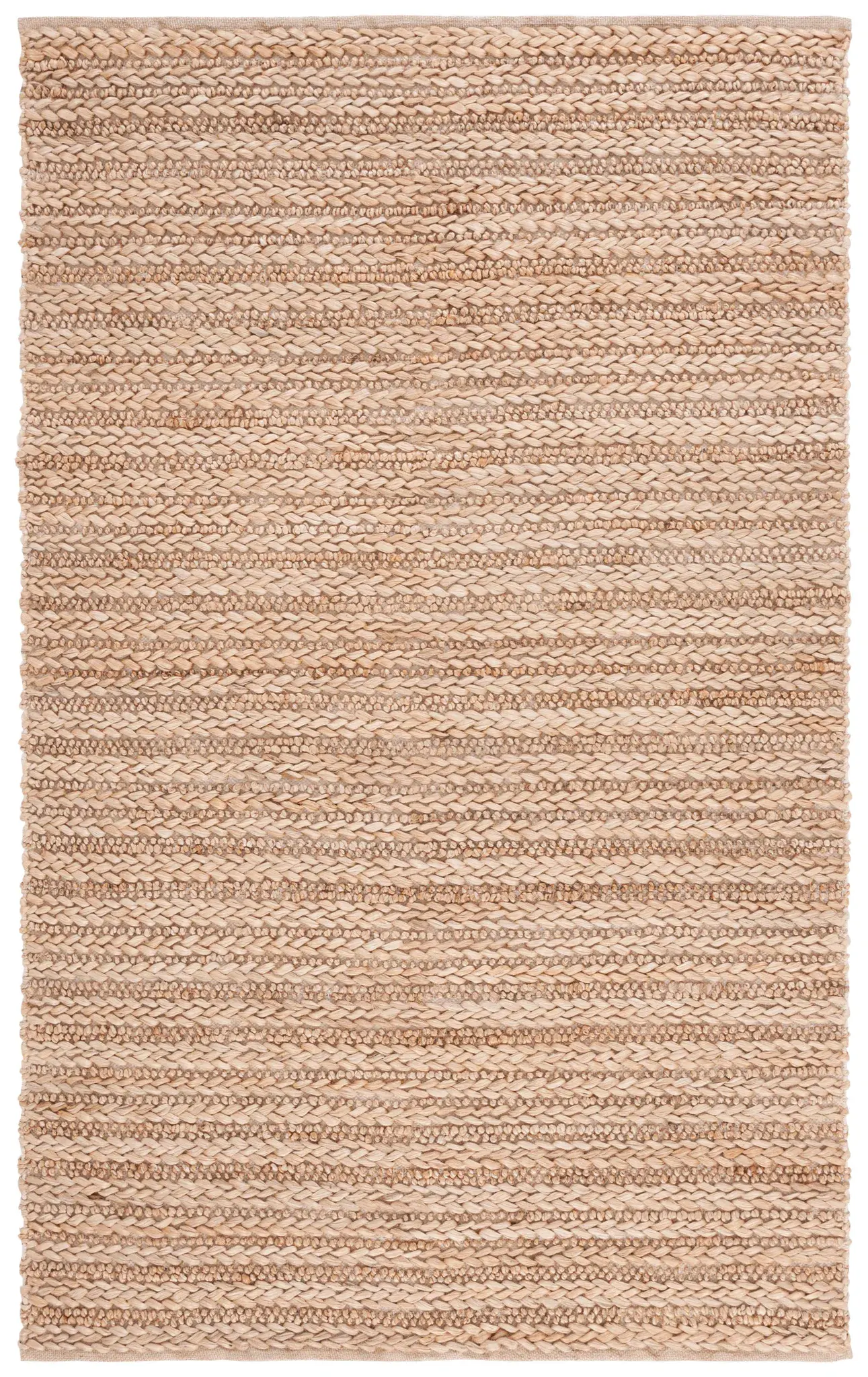 Natural Fiber Hand-Woven Braided Stripe Rug