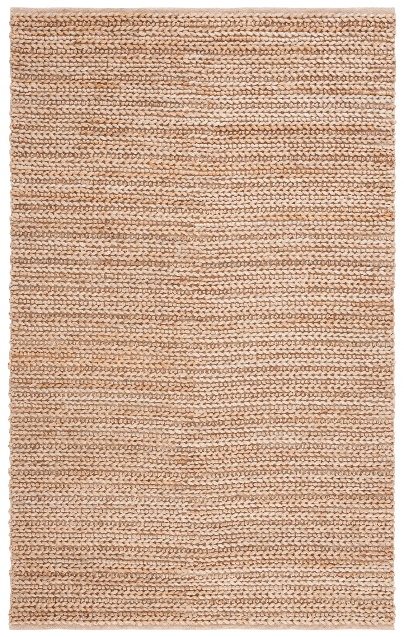 Natural Fiber Braided Stripe Hand-Woven Rug