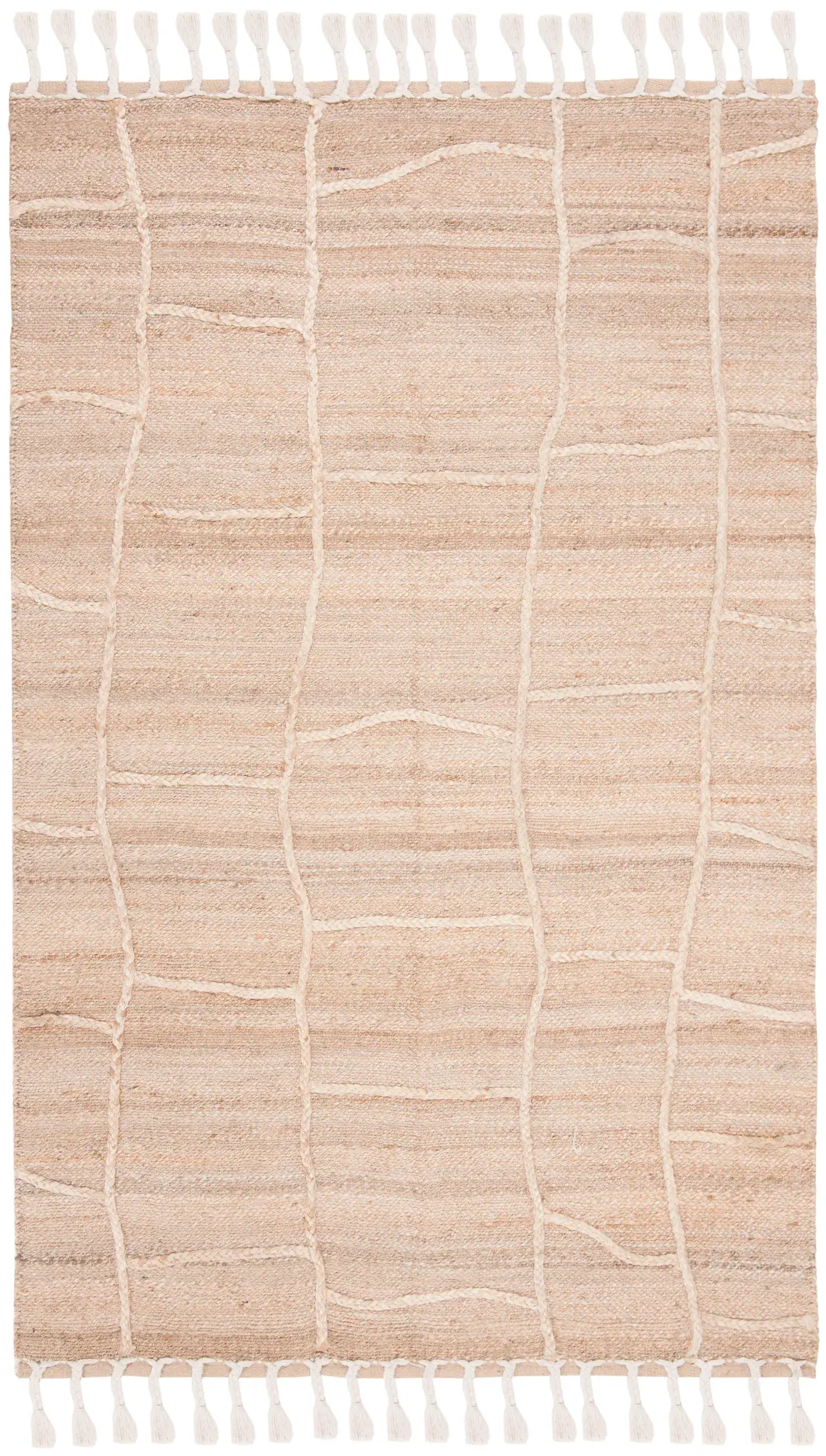 Natural Fiber Wavy Grid Hand-Woven Jute Rug