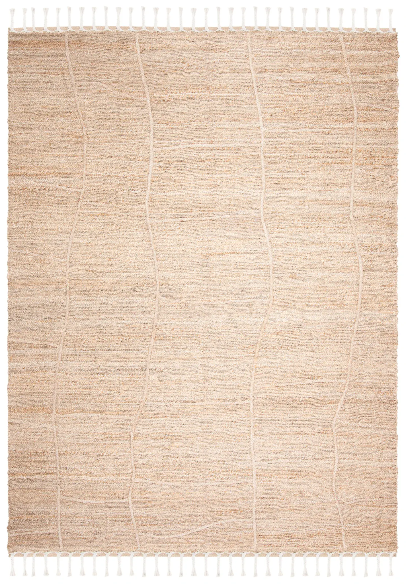 Natural Fiber Wavy Grid Hand-Woven Jute Rug