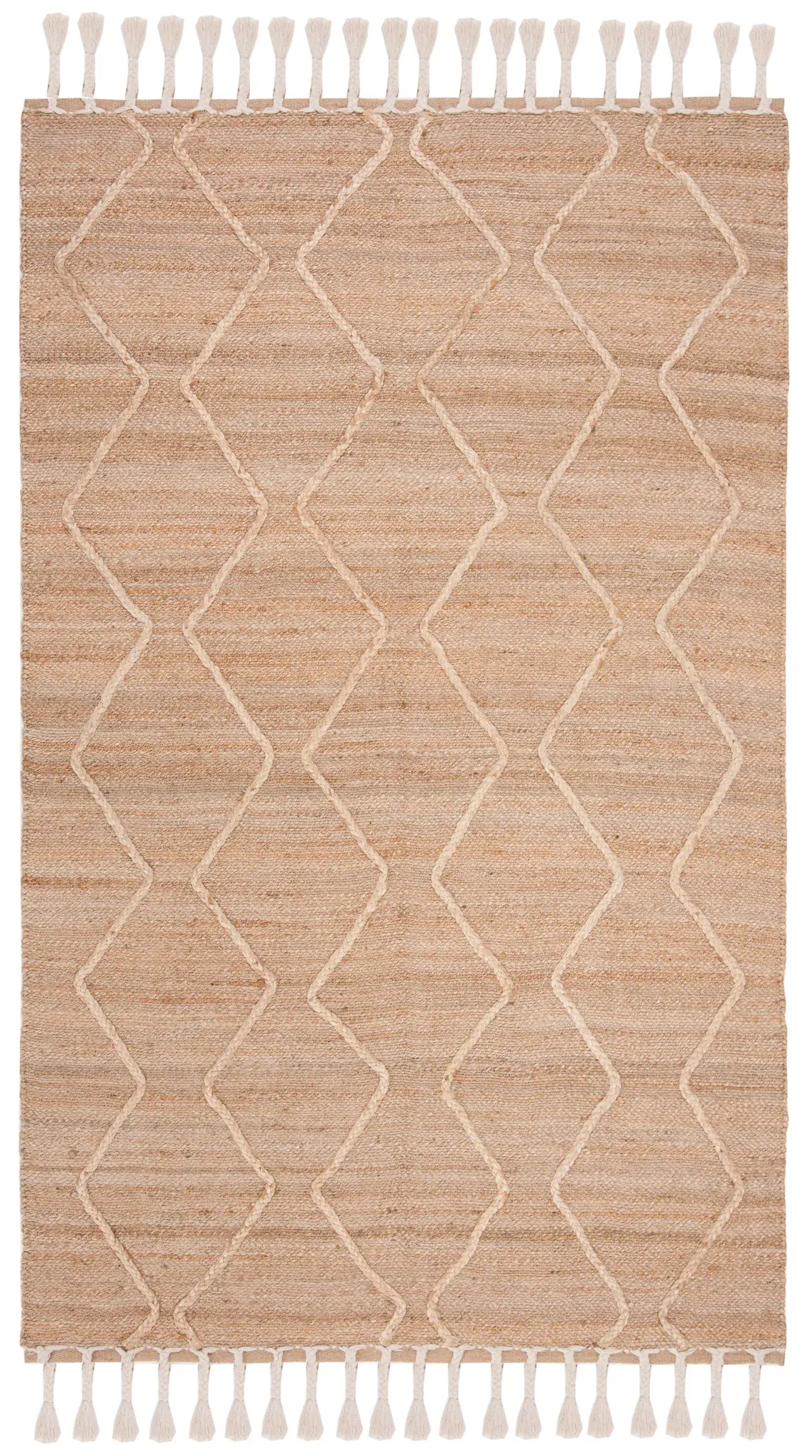 Natural Fiber Tasseled Diamond Hand-Woven Jute Rug