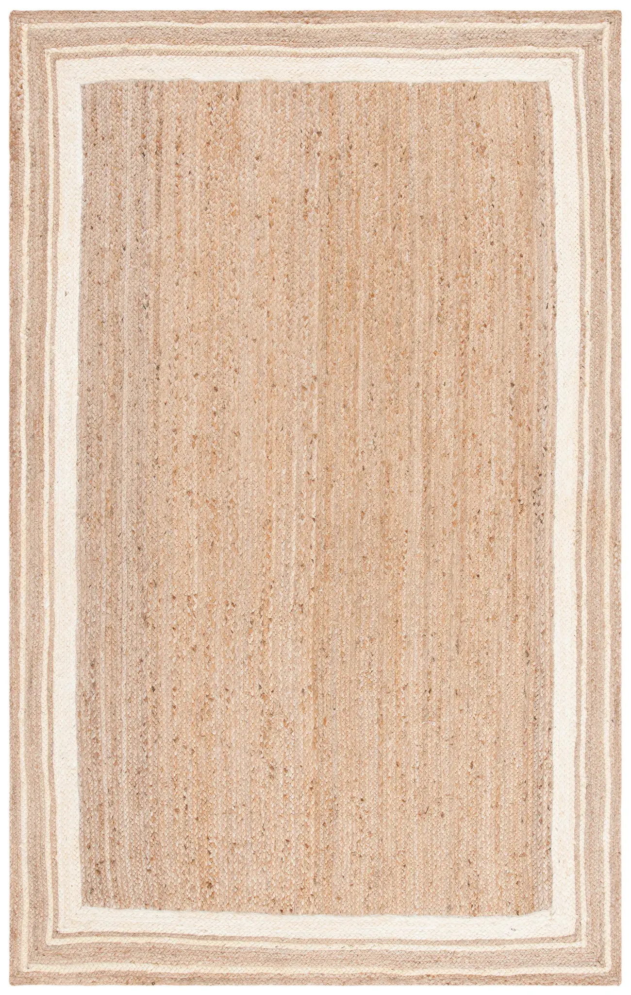 Natural Fiber Bordered Braided Hand-Woven Jute Rug