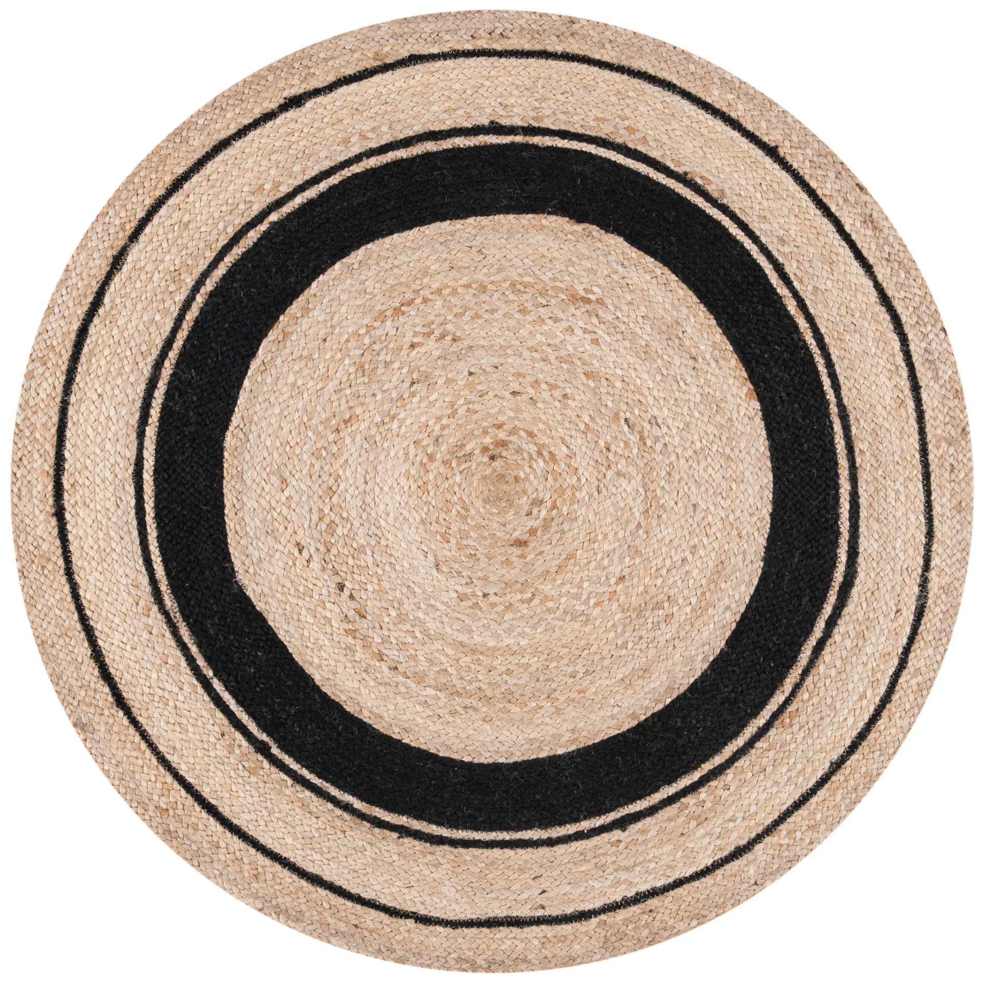 Natural Fiber Concentric Band Hand-Woven Jute Rug