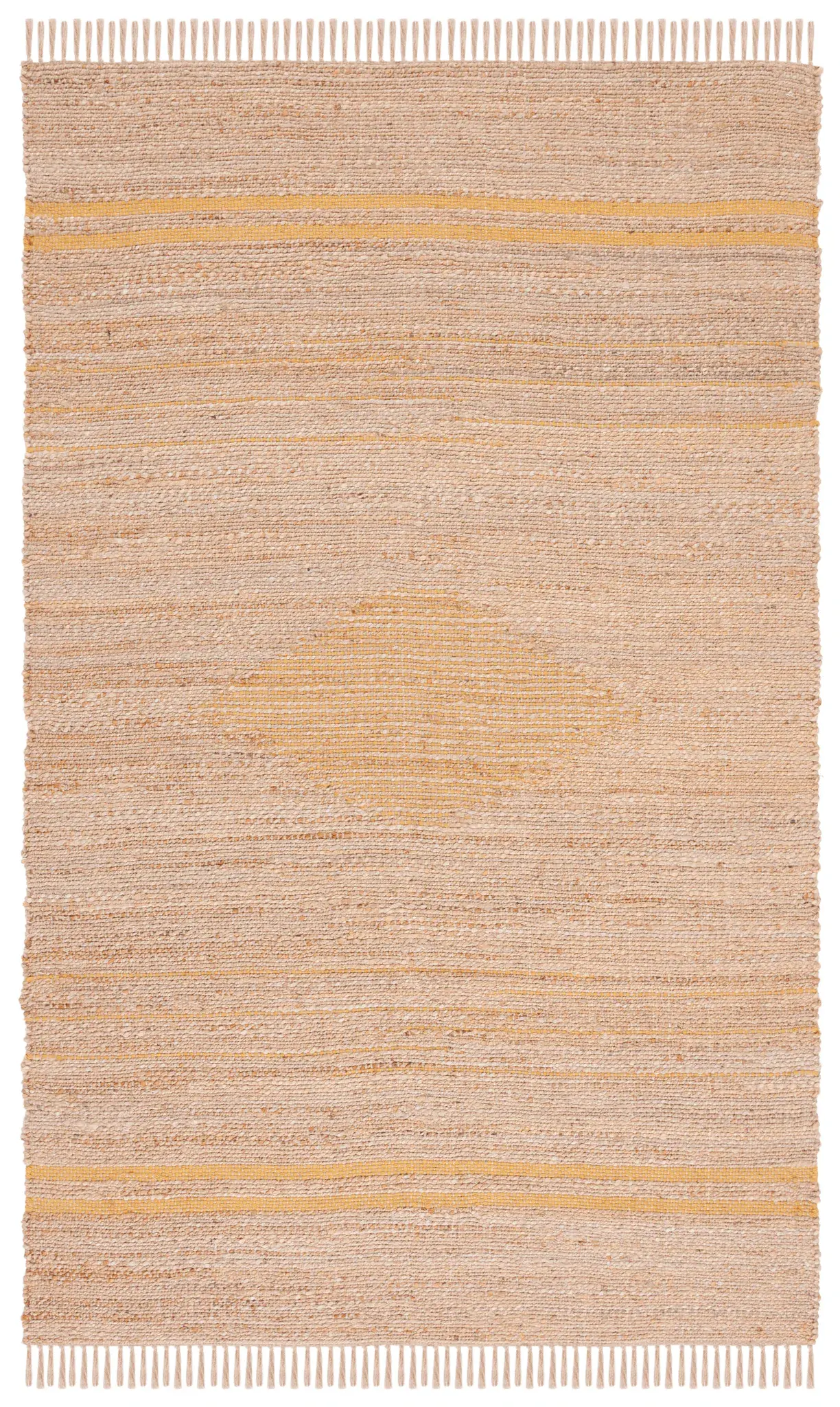 Natural Fiber Banded Diamond Hand-Woven Jute Rug