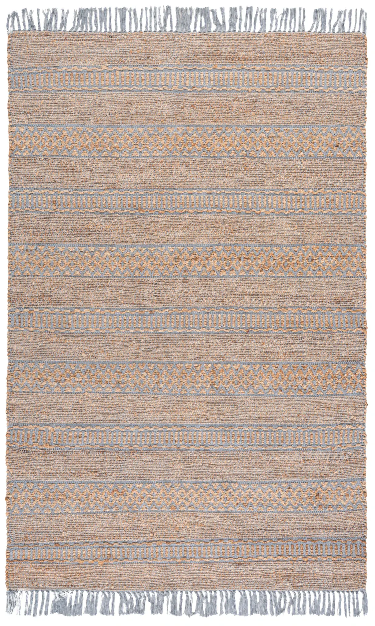 Natural Fiber Banded Diamond Hand-Woven Rug