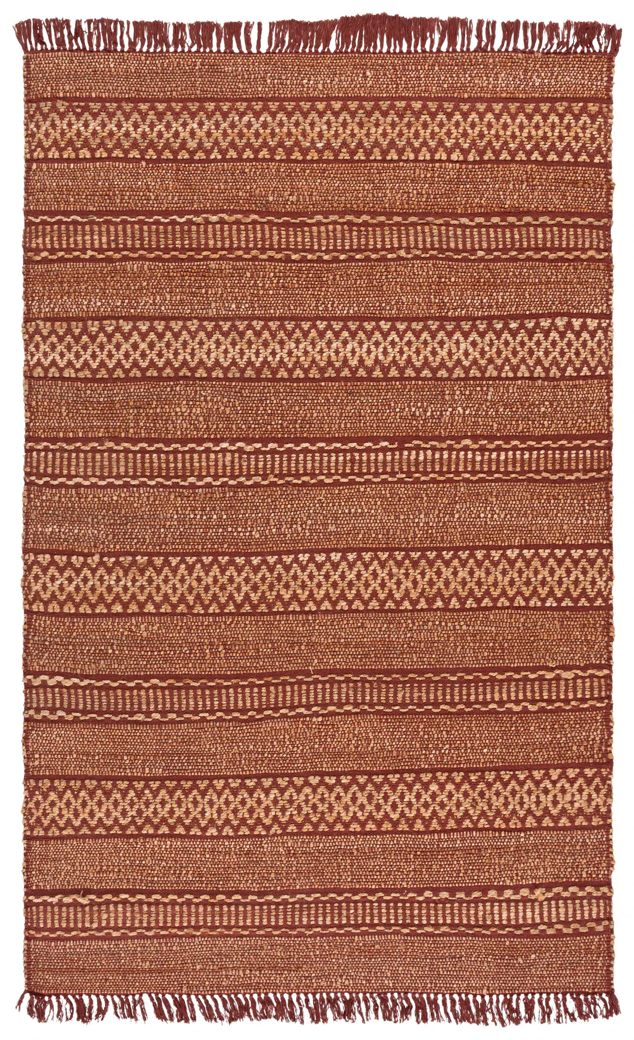 Natural Fiber Banded Diamond Hand-Woven Rug