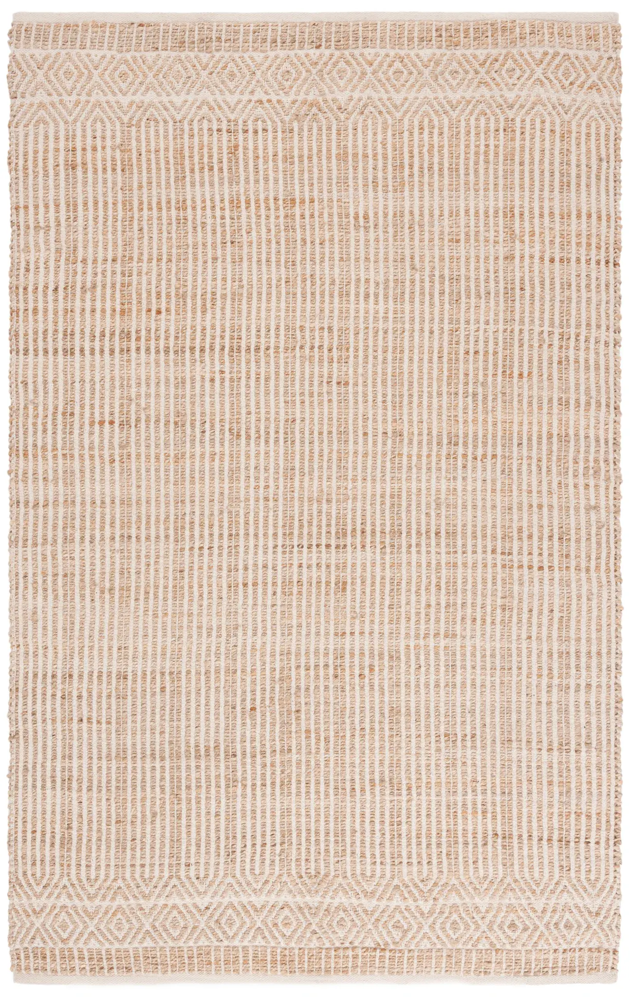 Natural Fiber Striped Border Hand-Woven Jute Rug