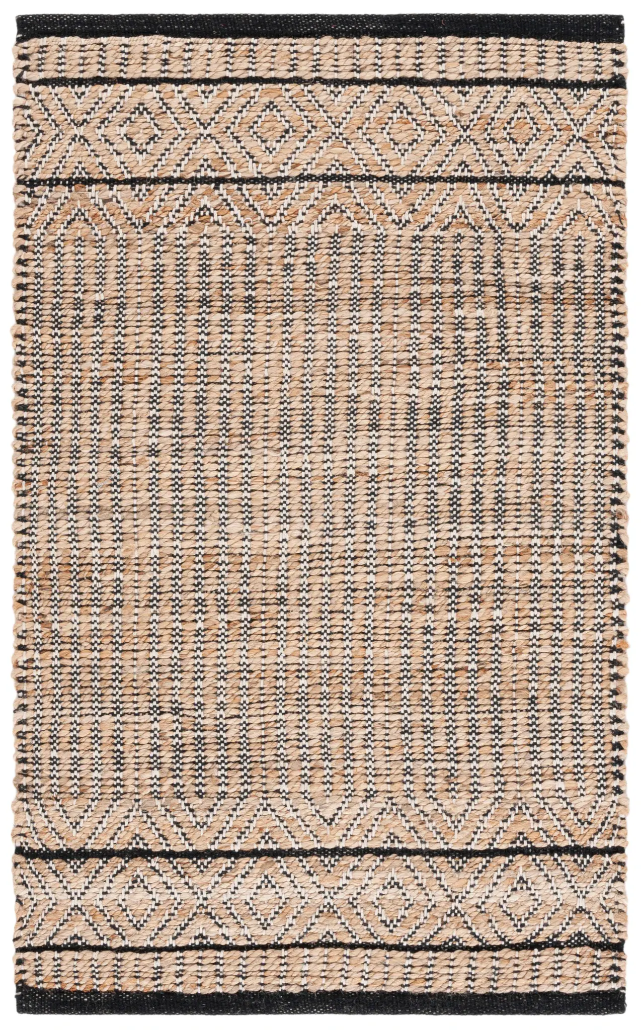 Natural Fiber Striped Border Hand-Woven Jute Rug