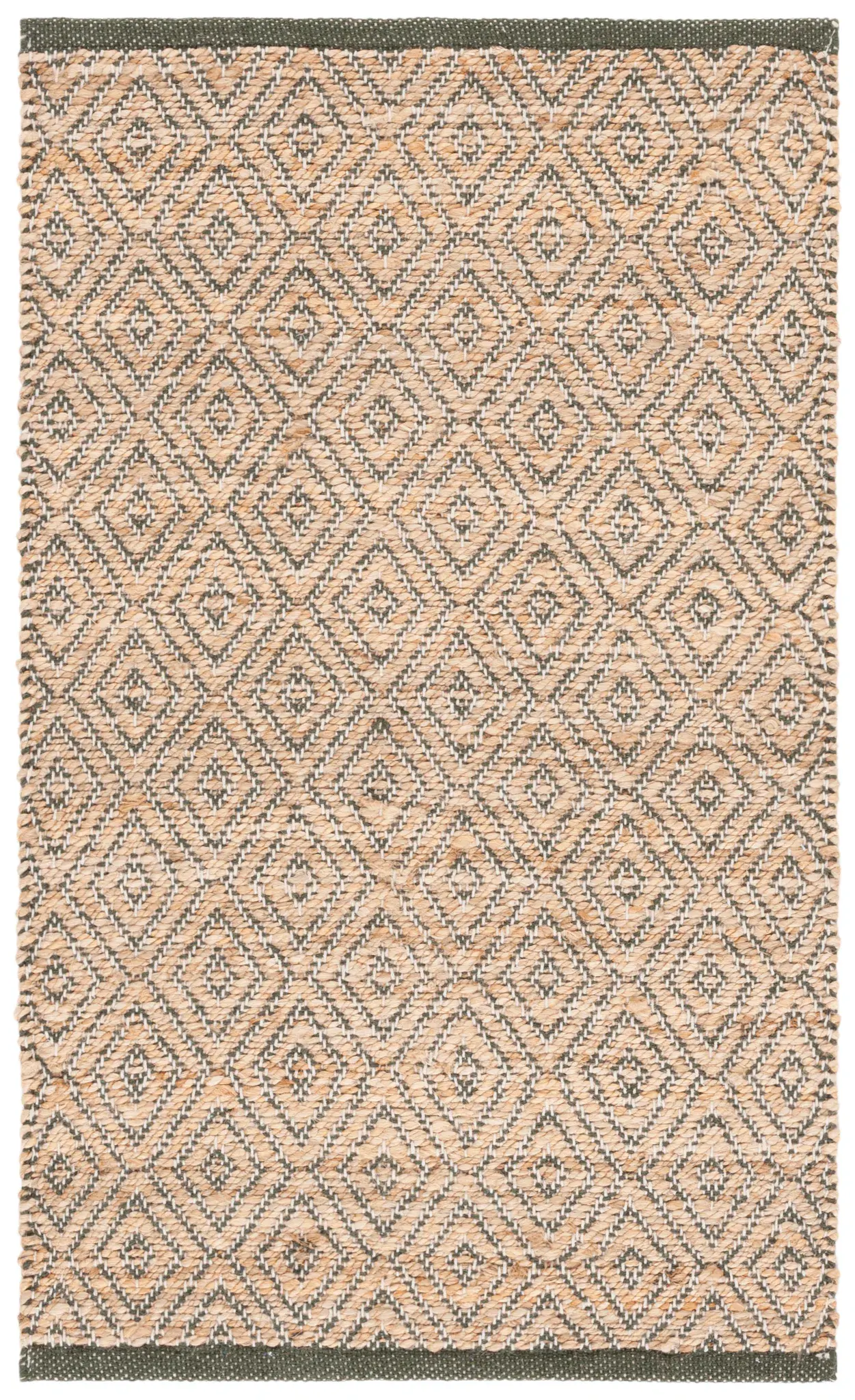 Natural Fiber Geometric Hand-Woven Rug