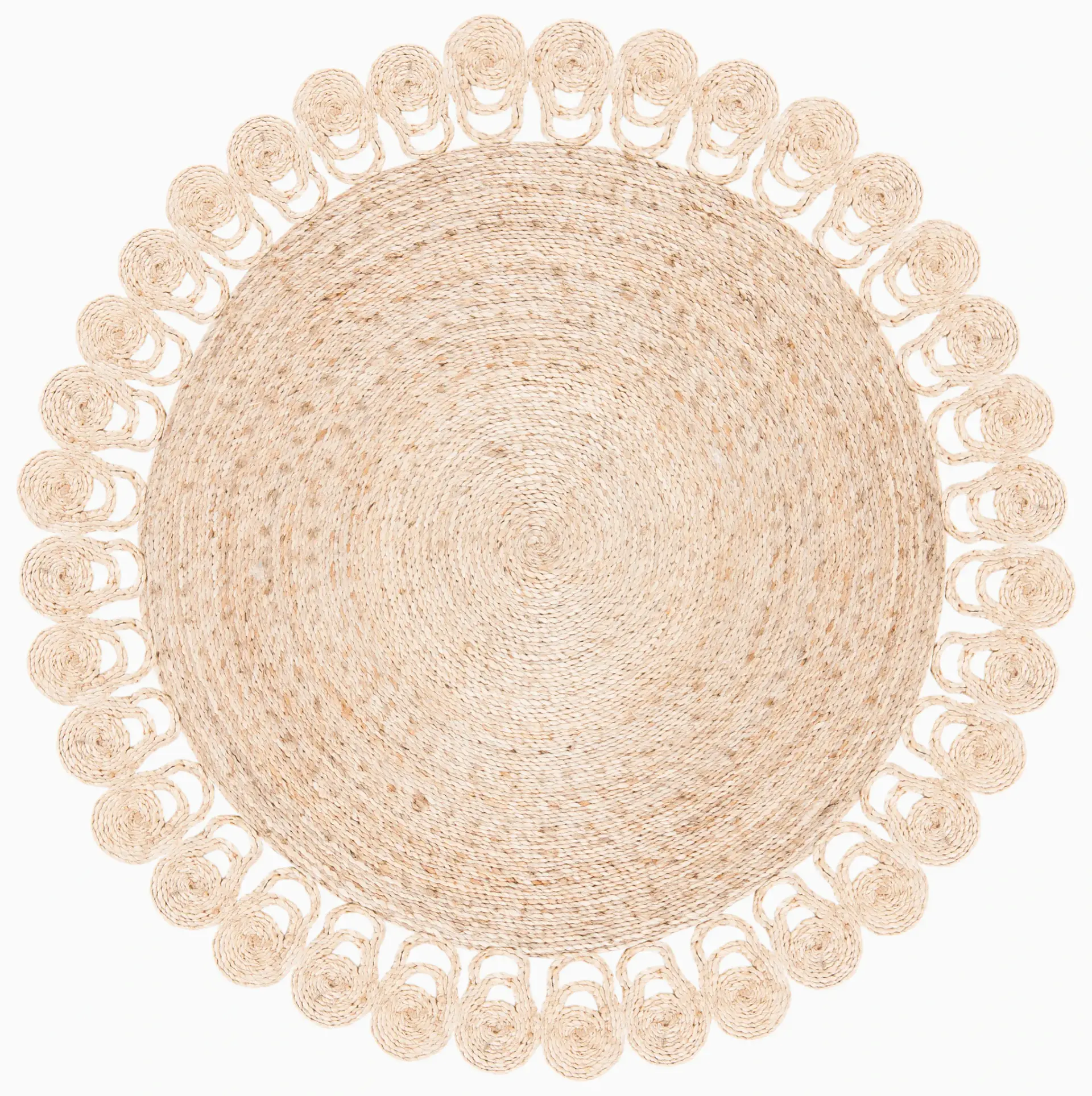 Natural Fiber Scalloped Loop Hand-Woven Jute Rug