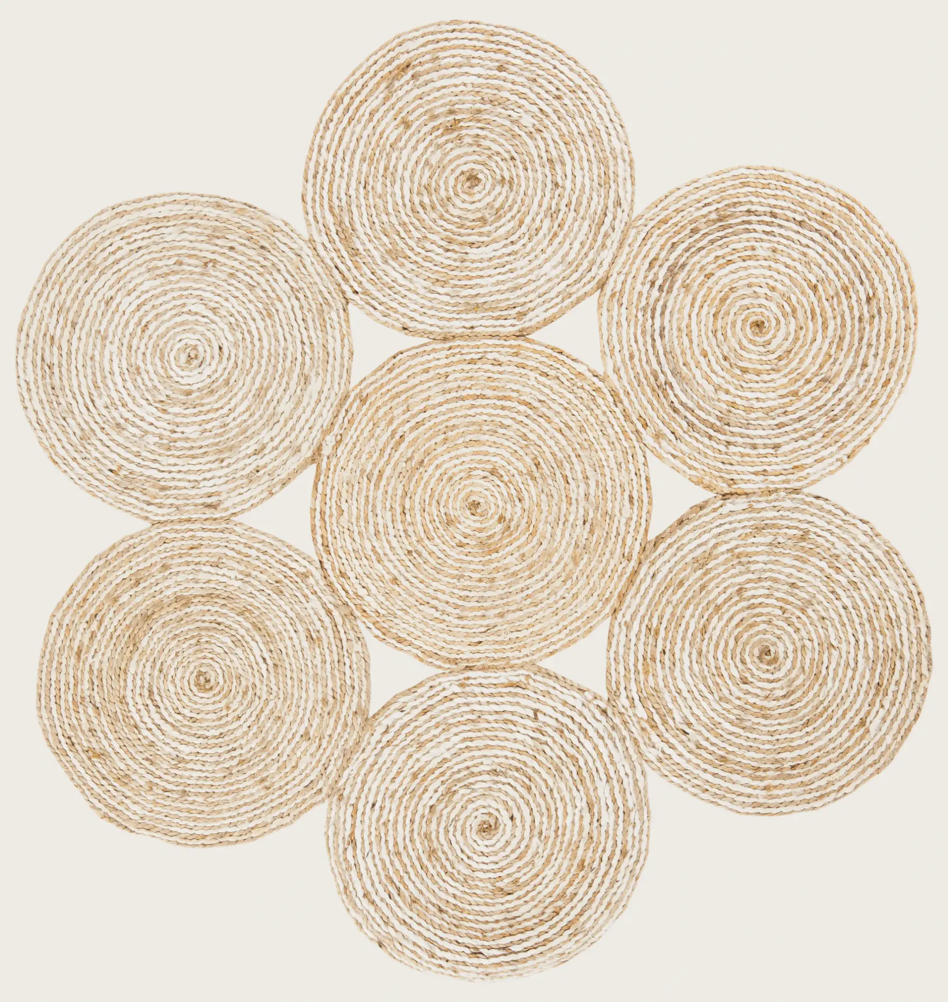 Natural Fiber Hand-Woven Braided Circles Jute Rug