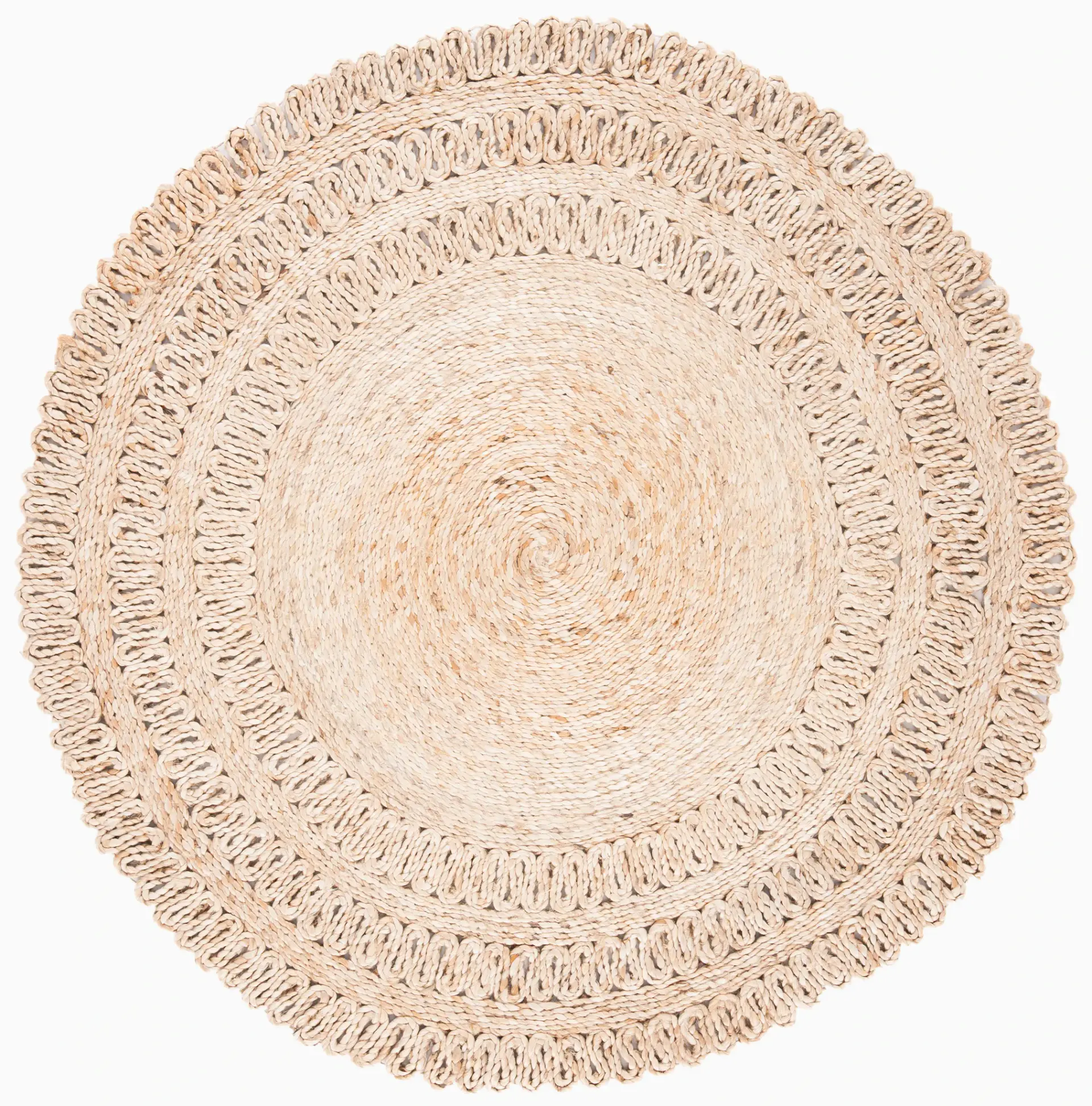 Natural Fiber Concentric Loop Hand-Woven Jute Rug