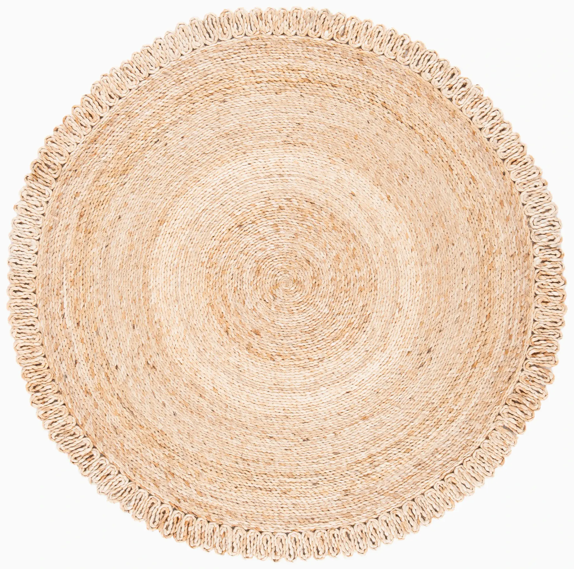 Natural Fiber Concentric Spiral Hand-Woven Jute Rug