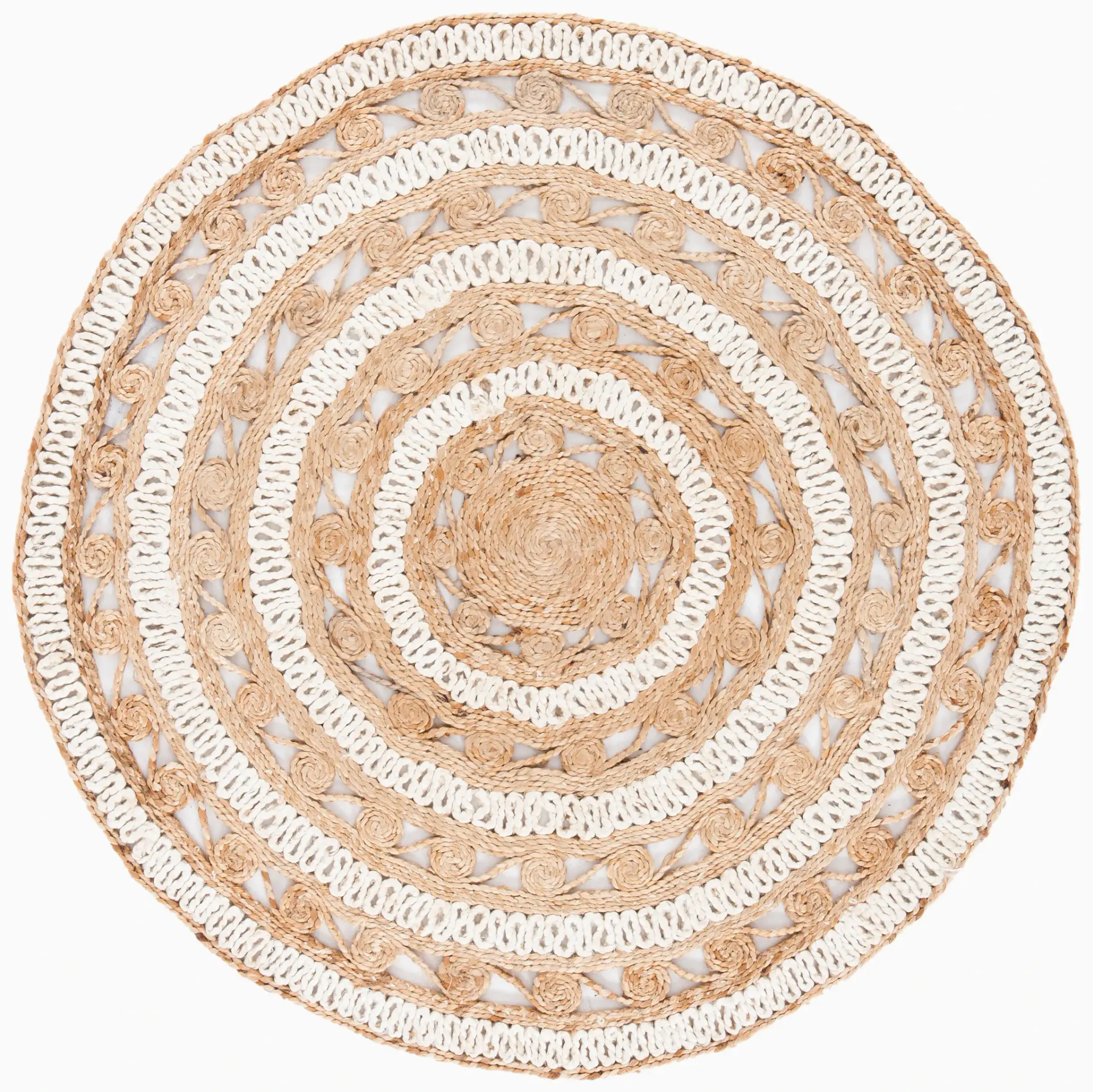 Natural Fiber Concentric Rings Hand-Woven Jute Rug