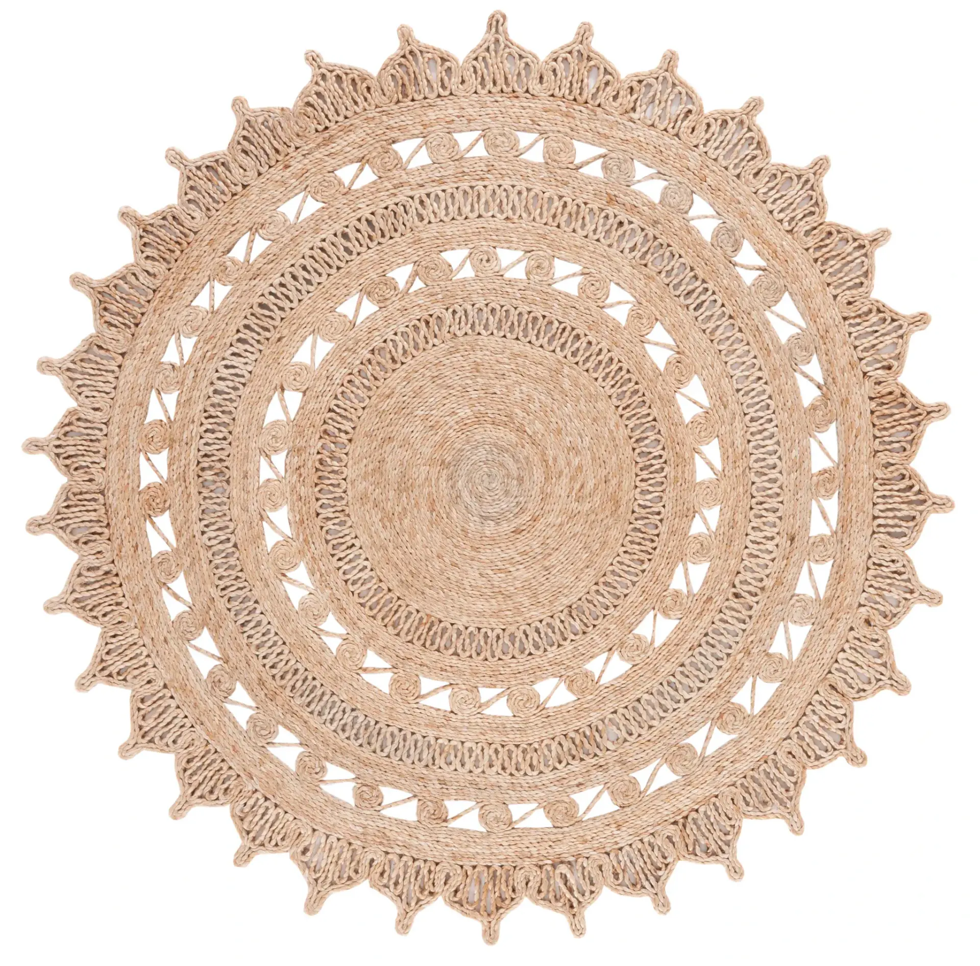 Natural Fiber Concentric Lace Flatweave Jute Rug