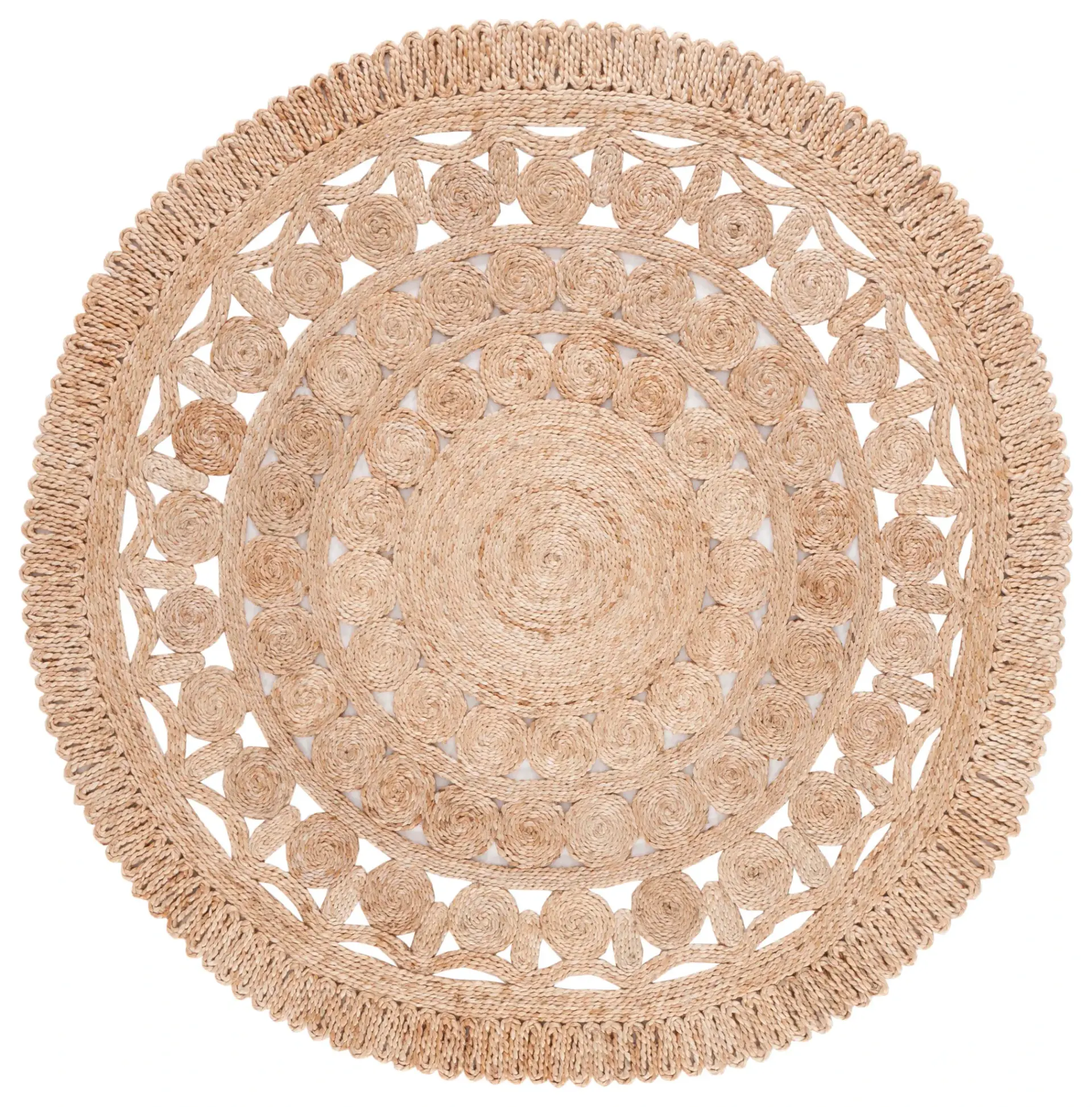 Natural Fiber Concentric Rings Flatweave Jute Rug