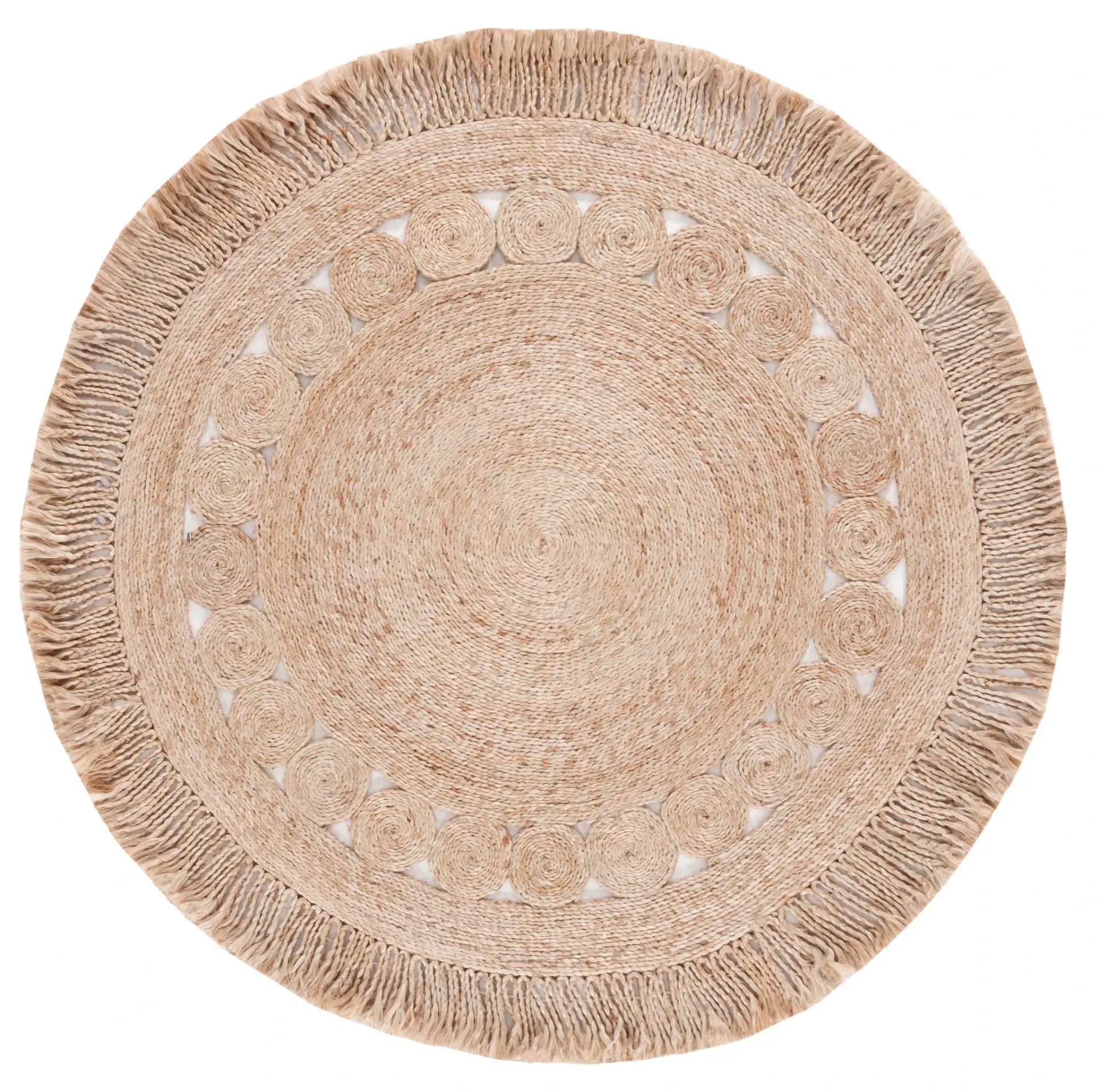Natural Fiber Coiled Ring Flatweave Jute Rug