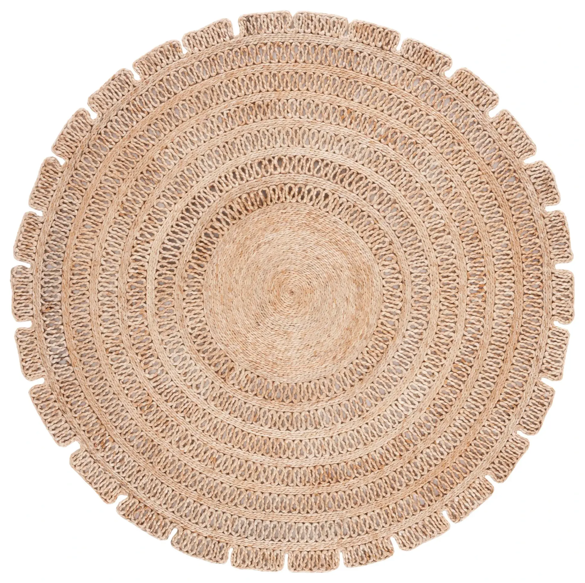 Natural Fiber Concentric Loop Flatweave Jute Rug