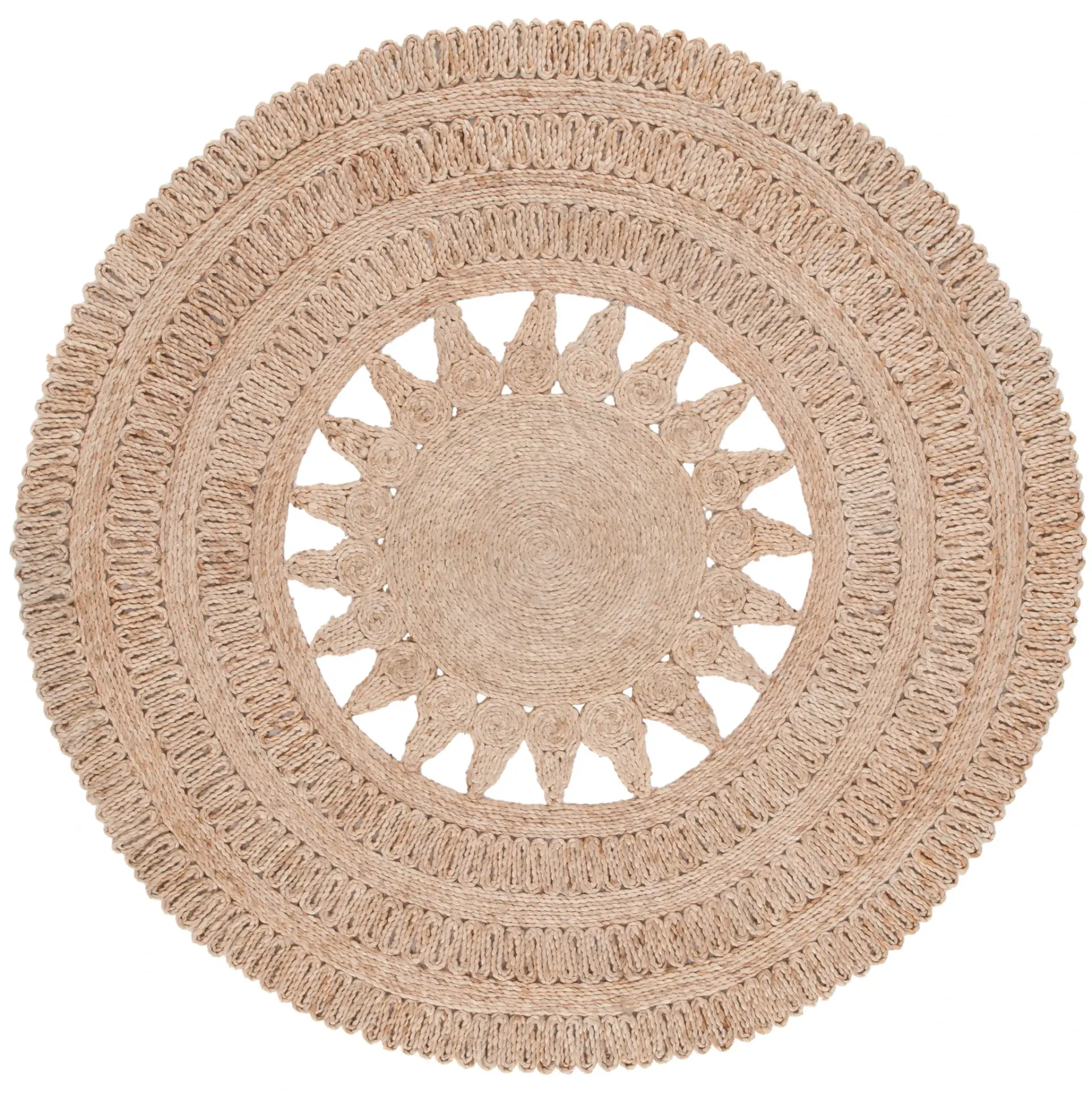 Natural Fiber Sunburst Flatweave Jute Rug