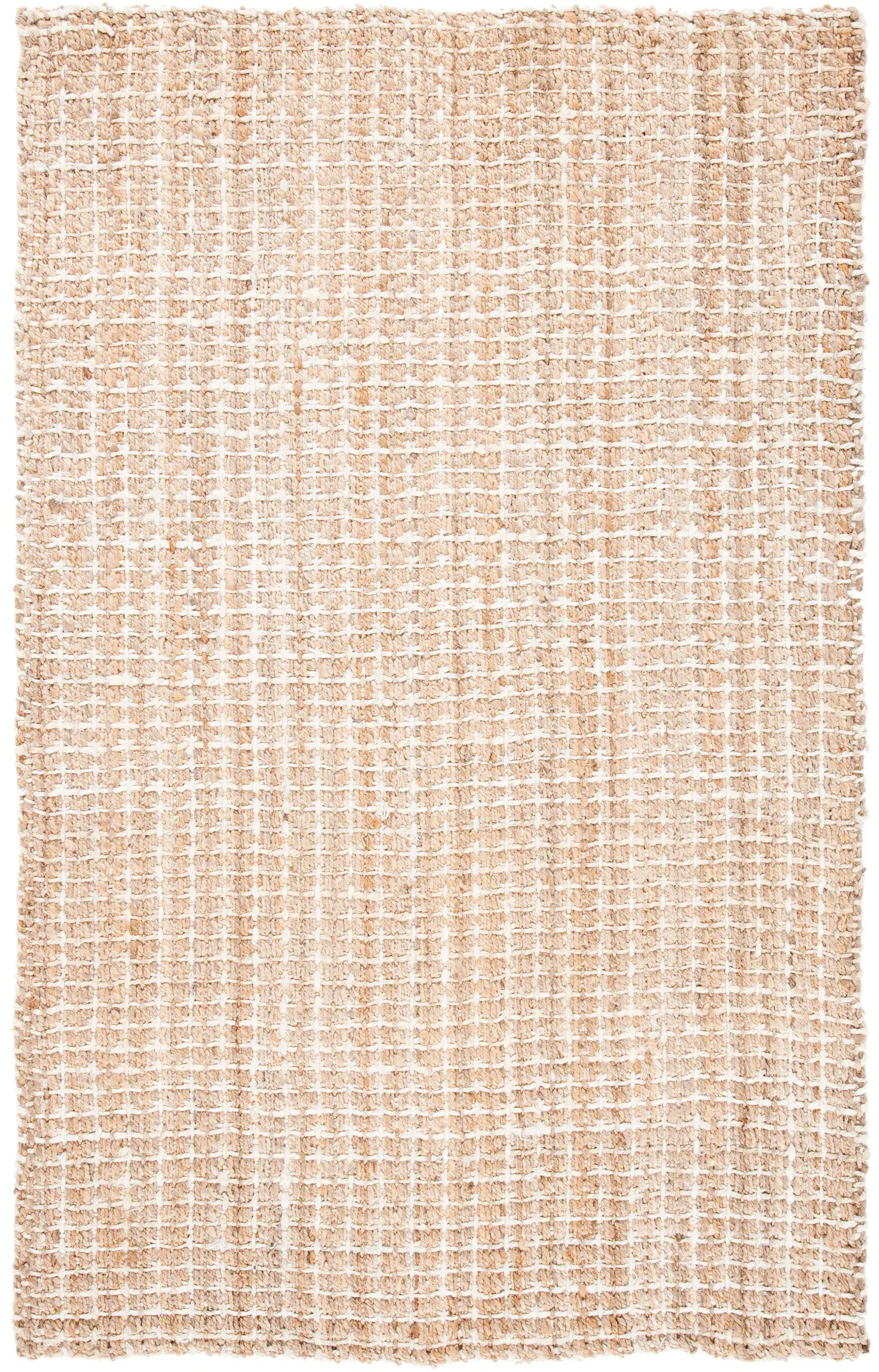 Natural Fiber Crosshatch Check Hand-Loomed Jute Rug