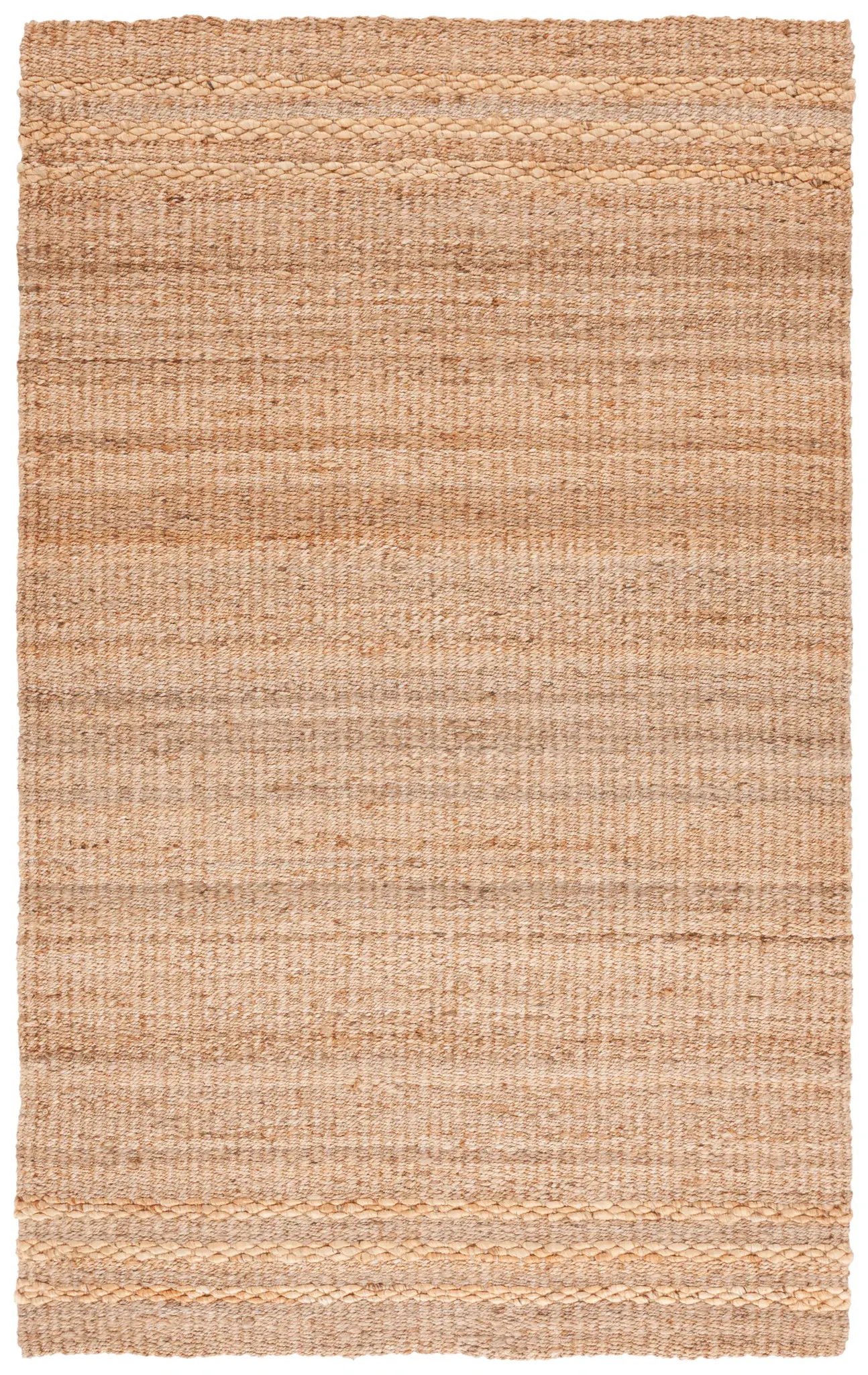 Natural Fiber Striped Shag Jute Rug