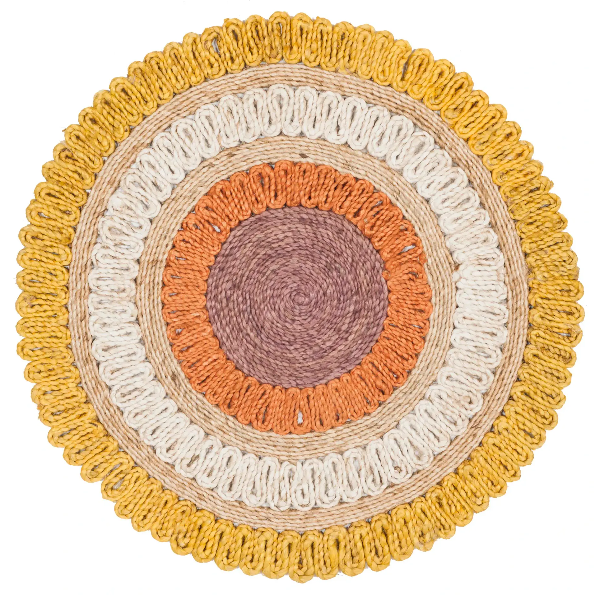 Natural Fiber Concentric Ring Hand-Woven Jute Rug
