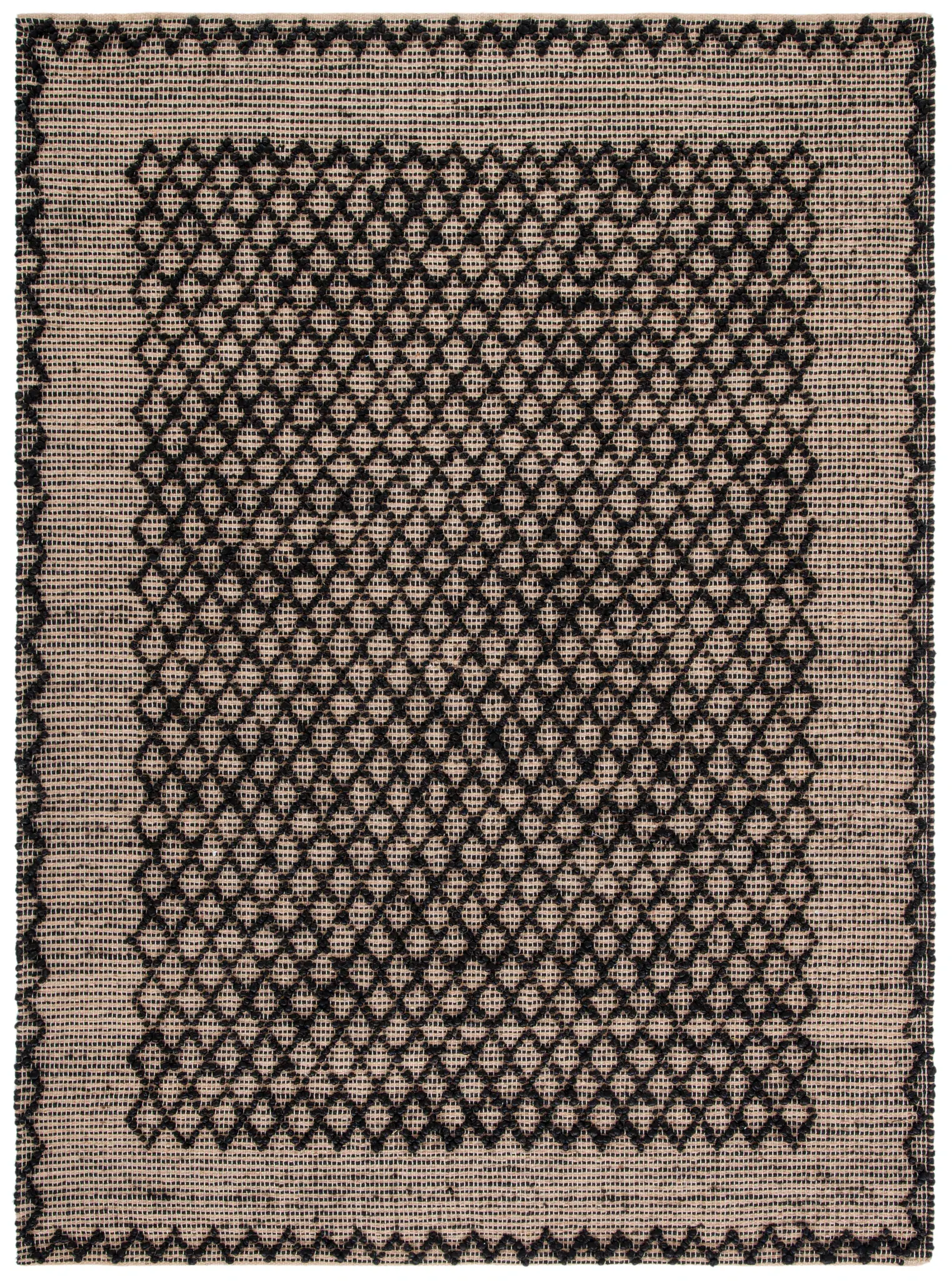 Natural Fiber Diamond Grid Flatweave Jute Rug
