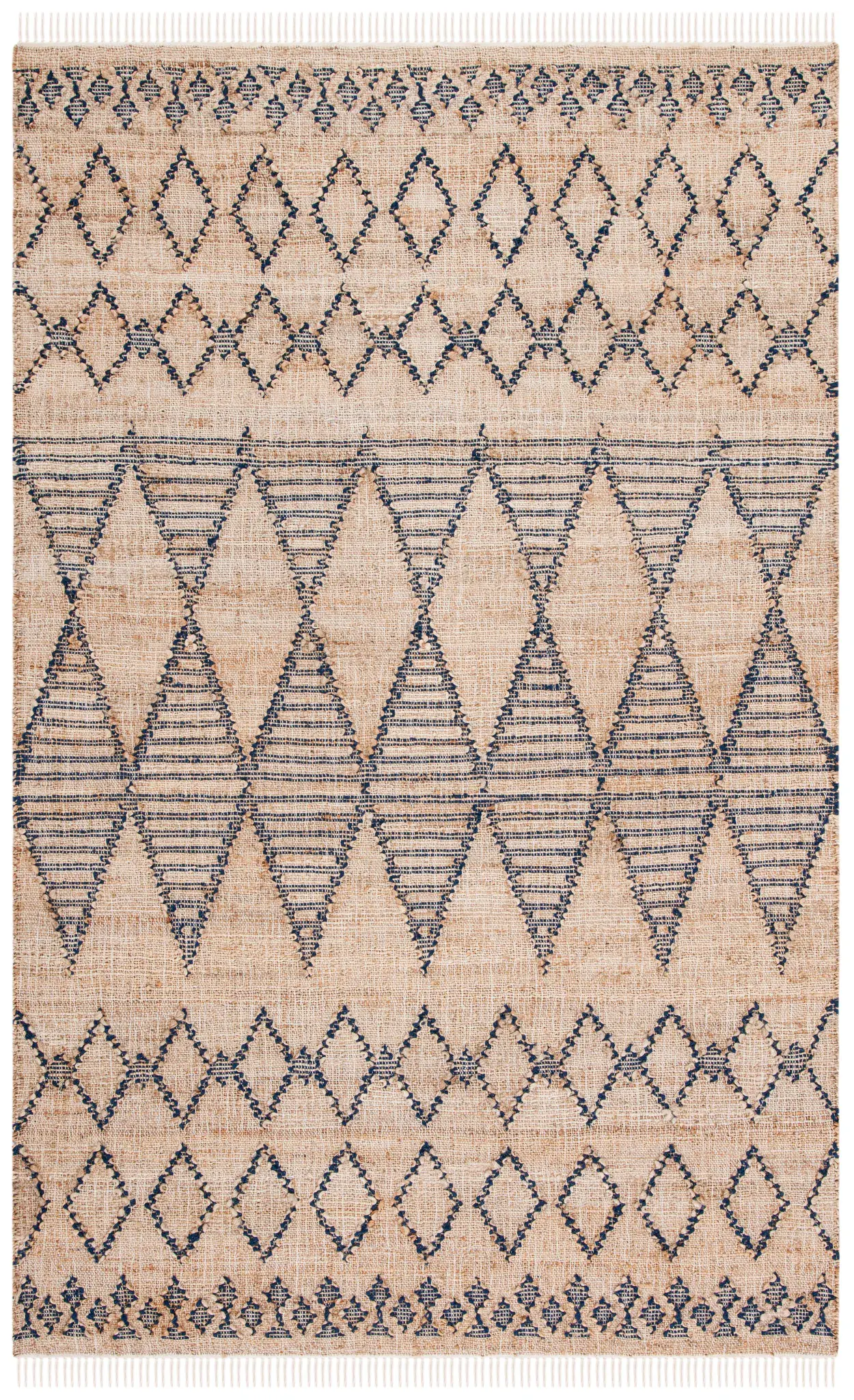 Natural Fiber Diamond Banded Flatweave Rug