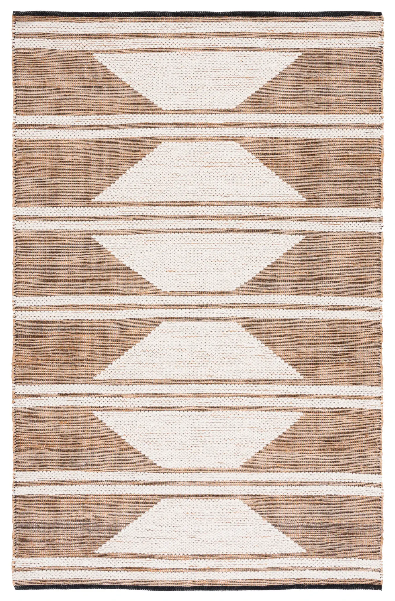 Natural Fiber Banded Geometric Hand-Woven Rug