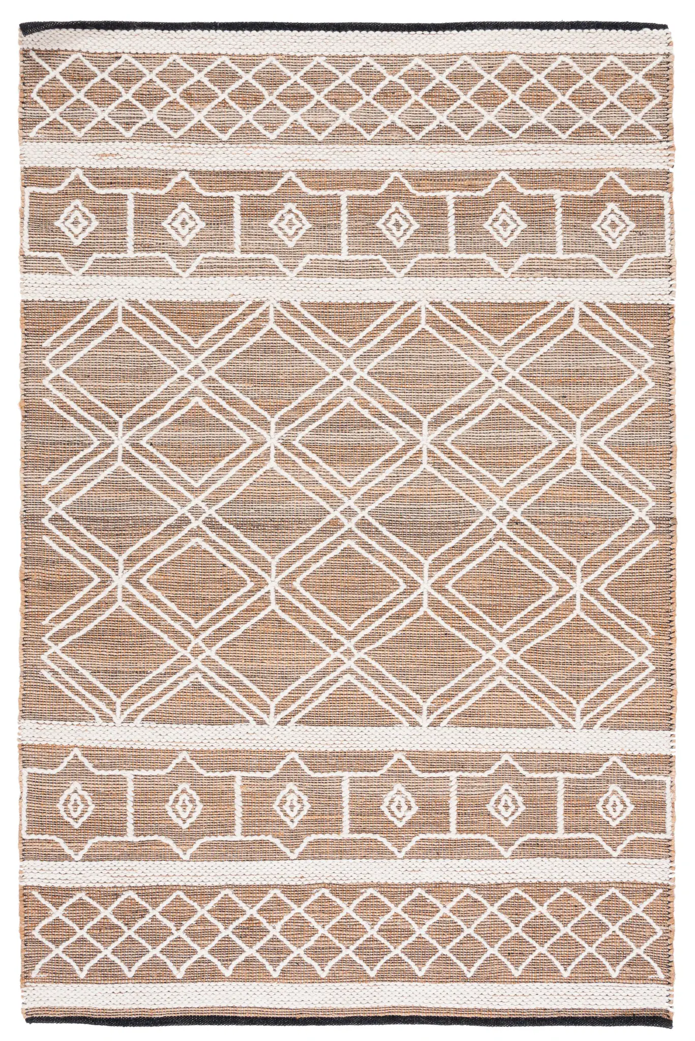 Natural Fiber Tribal Diamond Trellis Hand-Woven Rug