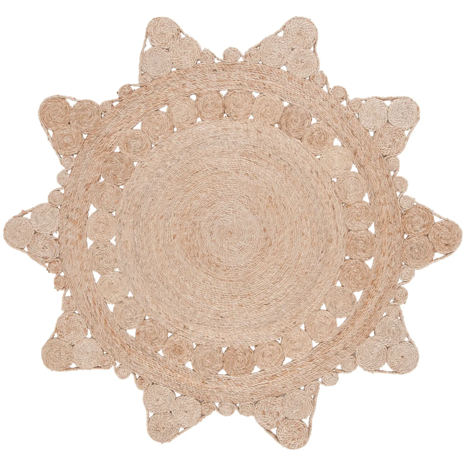 Natural Fiber Sunburst Medallion Flatweave Jute Rug