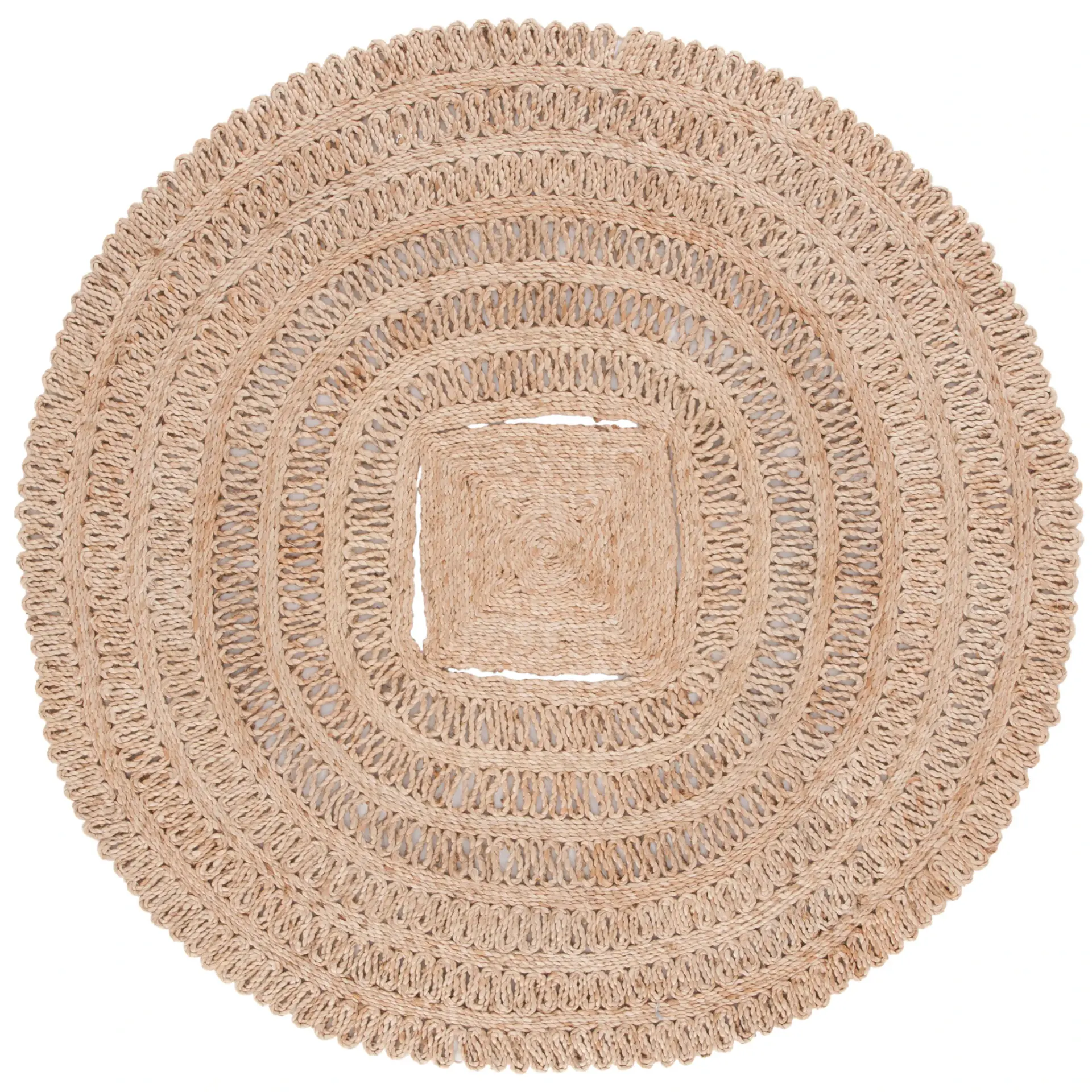 Natural Fiber Square Medallion Flatweave Jute Rug