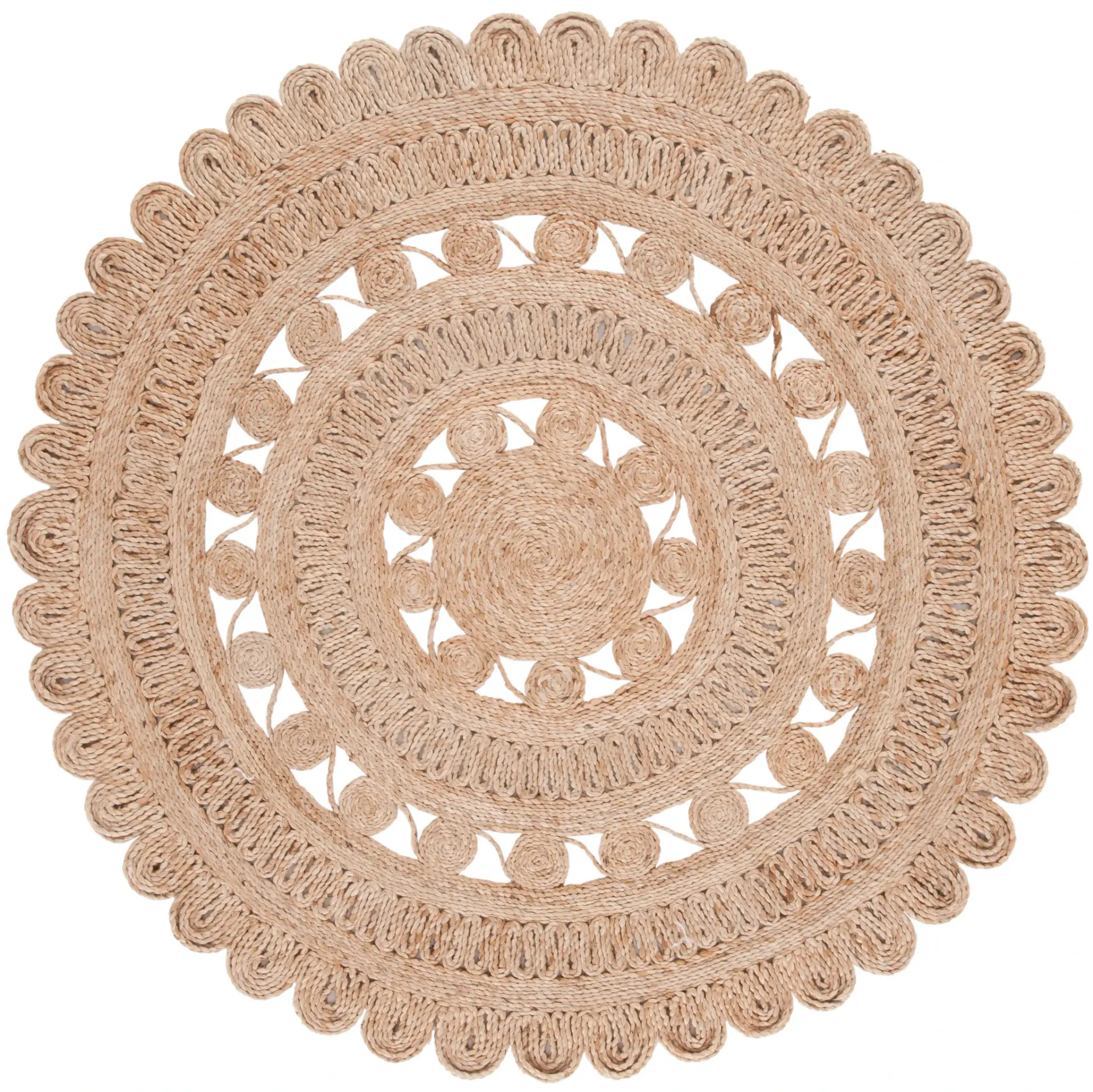 Natural Fiber Coastal Scalloped Jute Rug