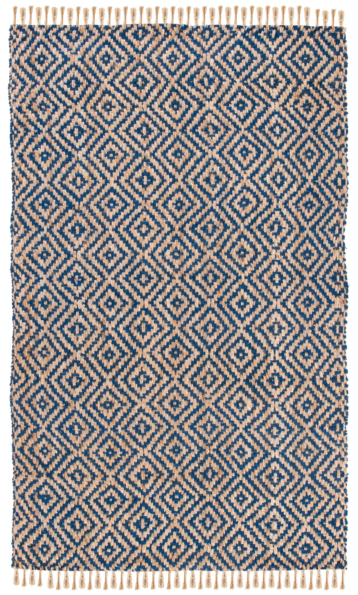 Natural Fiber Diamond Grid Hand-Woven Jute Rug