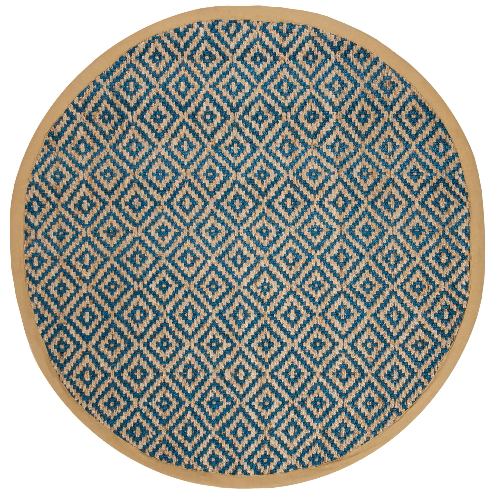 Natural Fiber Diamond Grid Hand-Woven Jute Rug