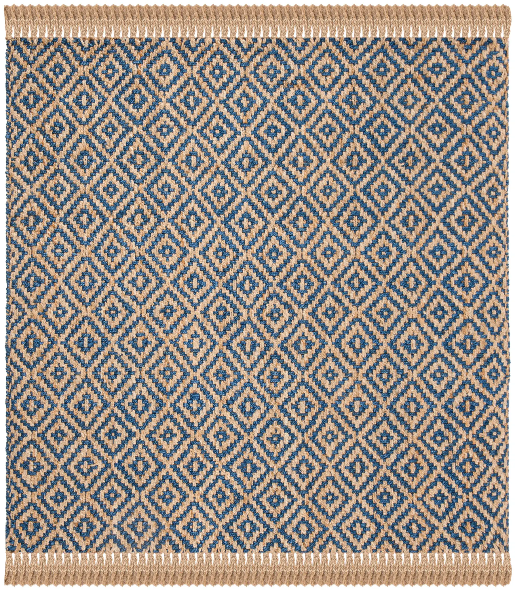 Natural Fiber Diamond Grid Hand-Woven Jute Rug