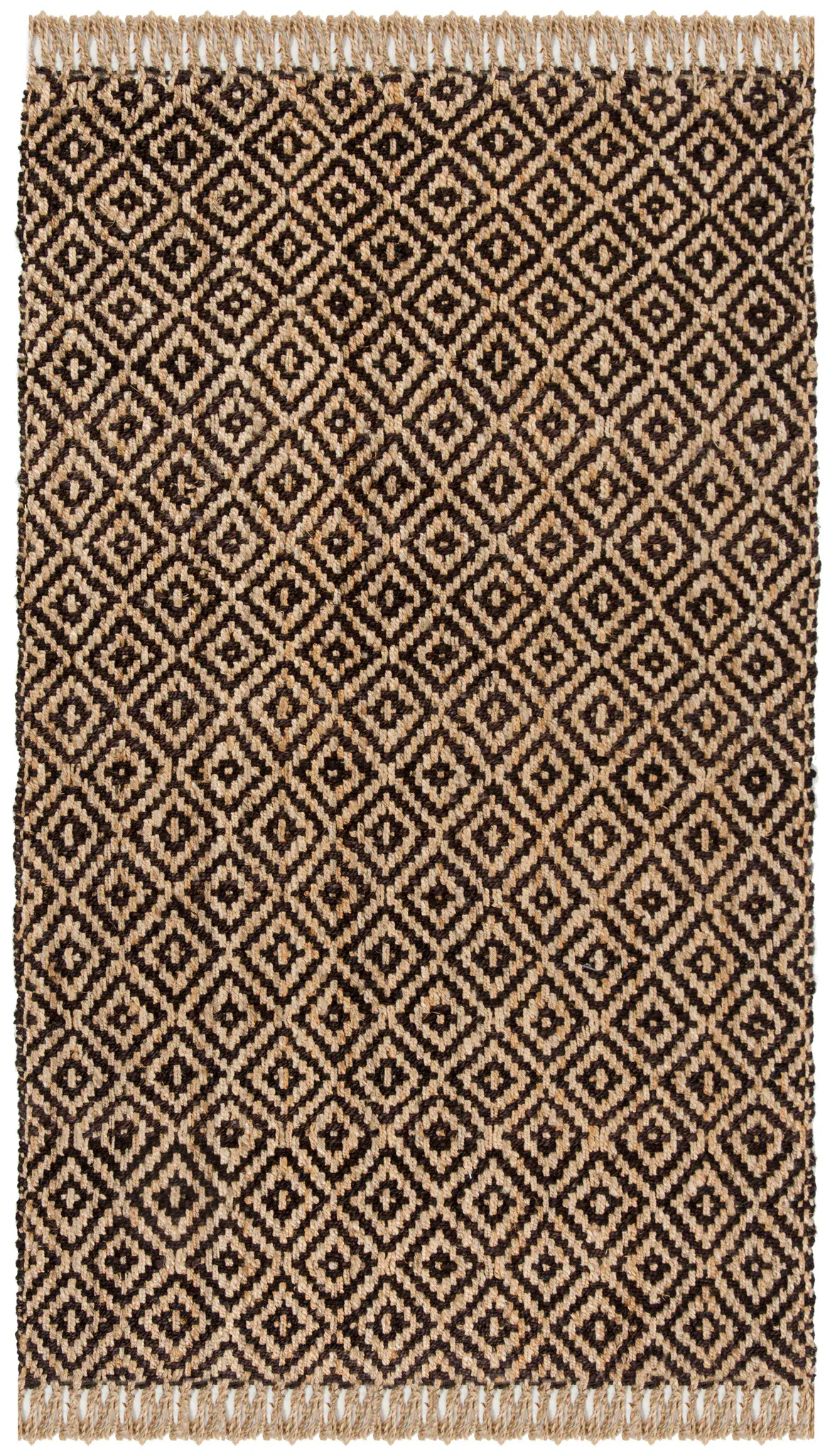 Natural Fiber Diamond Grid Hand-Woven Jute Rug