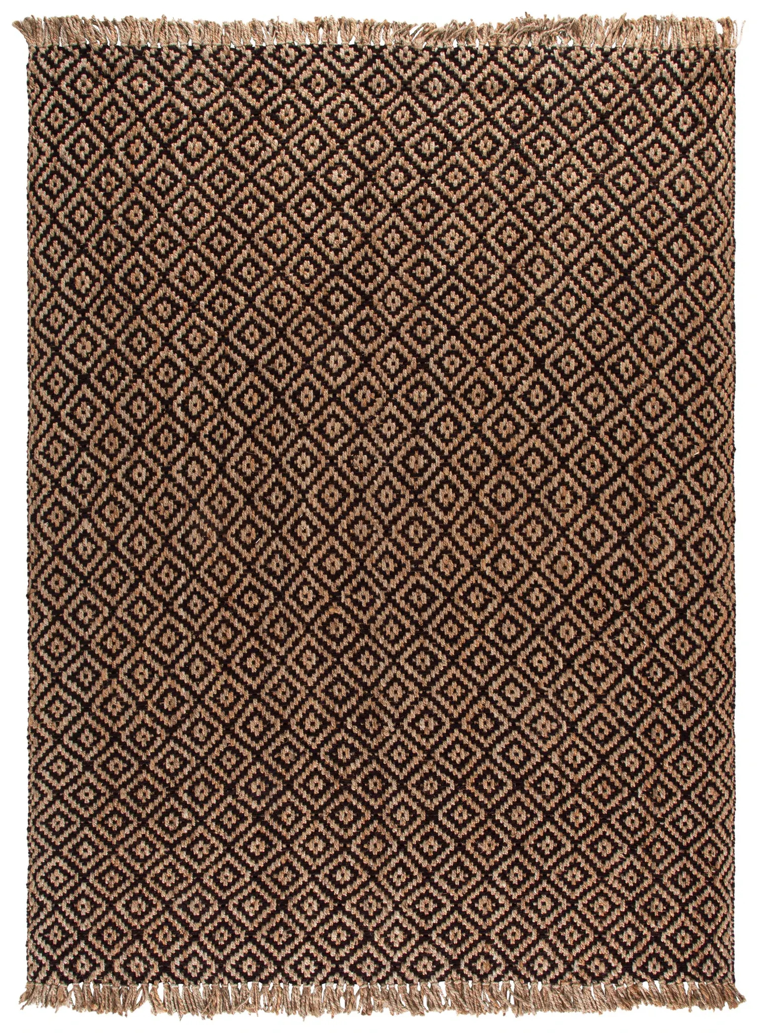 Natural Fiber Diamond Grid Hand-Woven Jute Rug