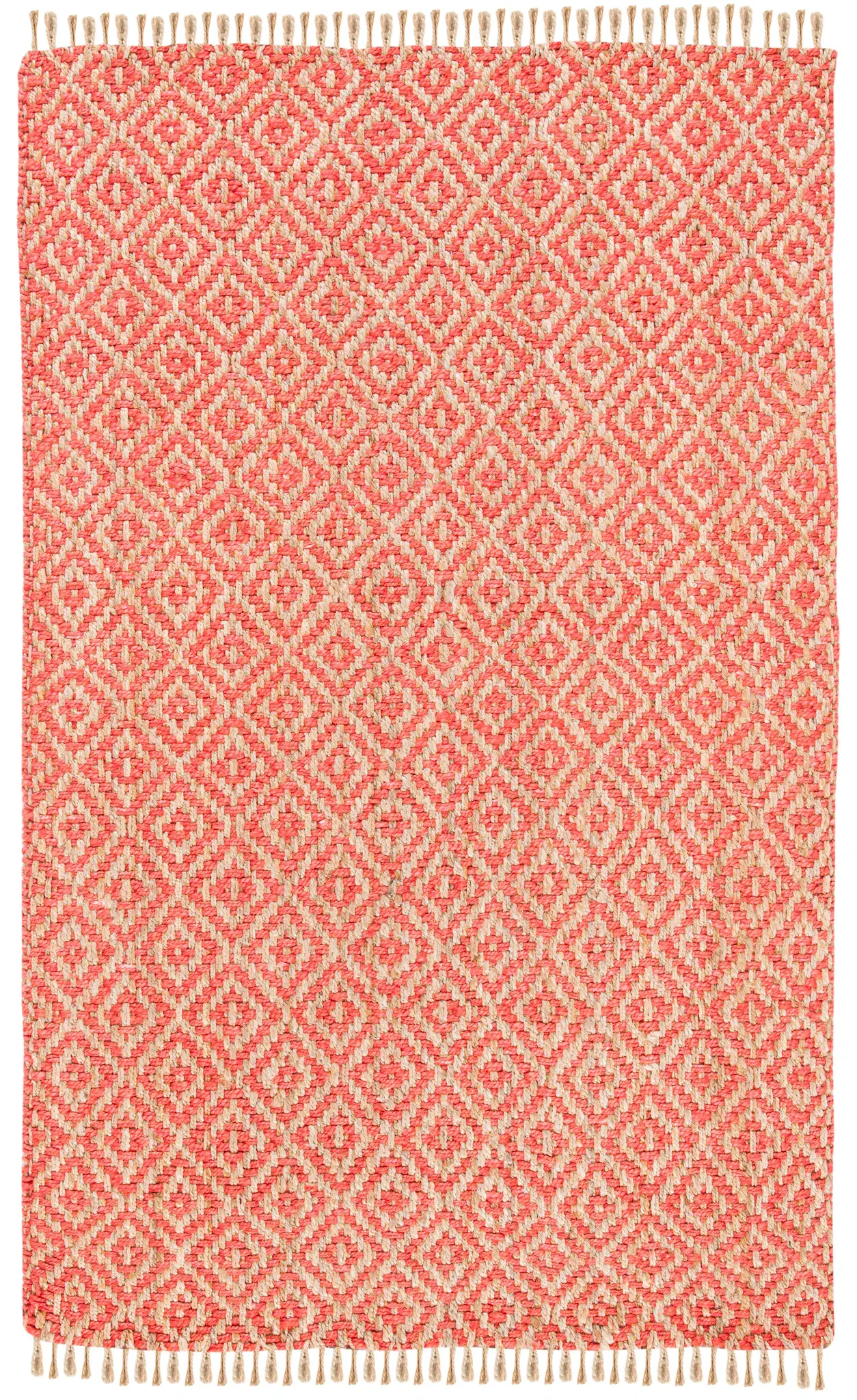 Natural Fiber Diamond Grid Hand-Woven Jute Rug