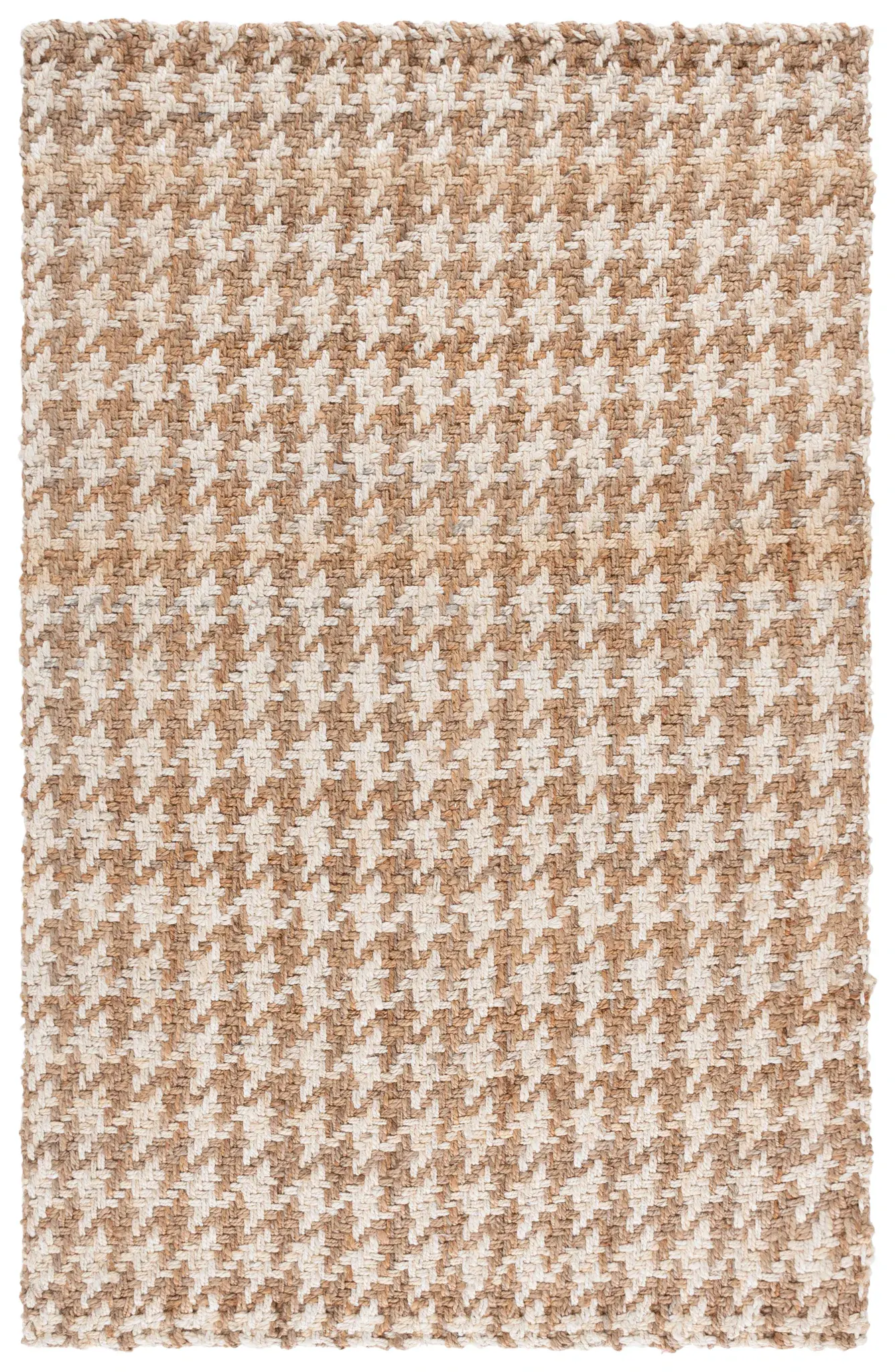 Natural Fiber Houndstooth Hand-Woven Jute Rug