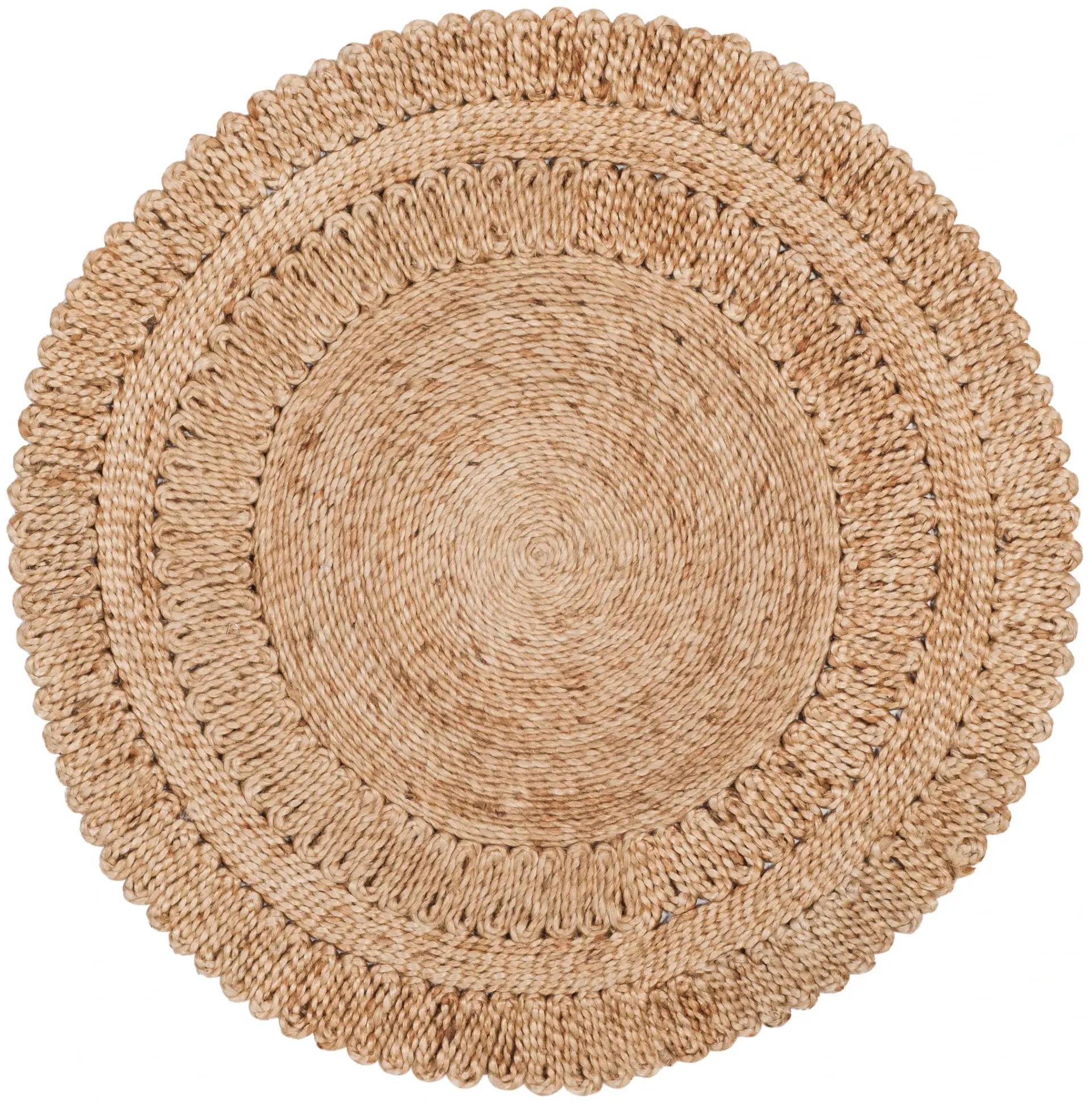 Natural Fiber Concentric Loop Hand-Woven Jute Rug