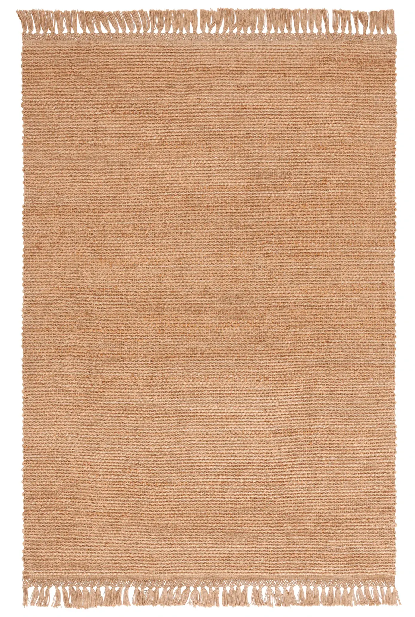 Natural Fiber Tasseled Ribbed Hand-Woven Jute Rug