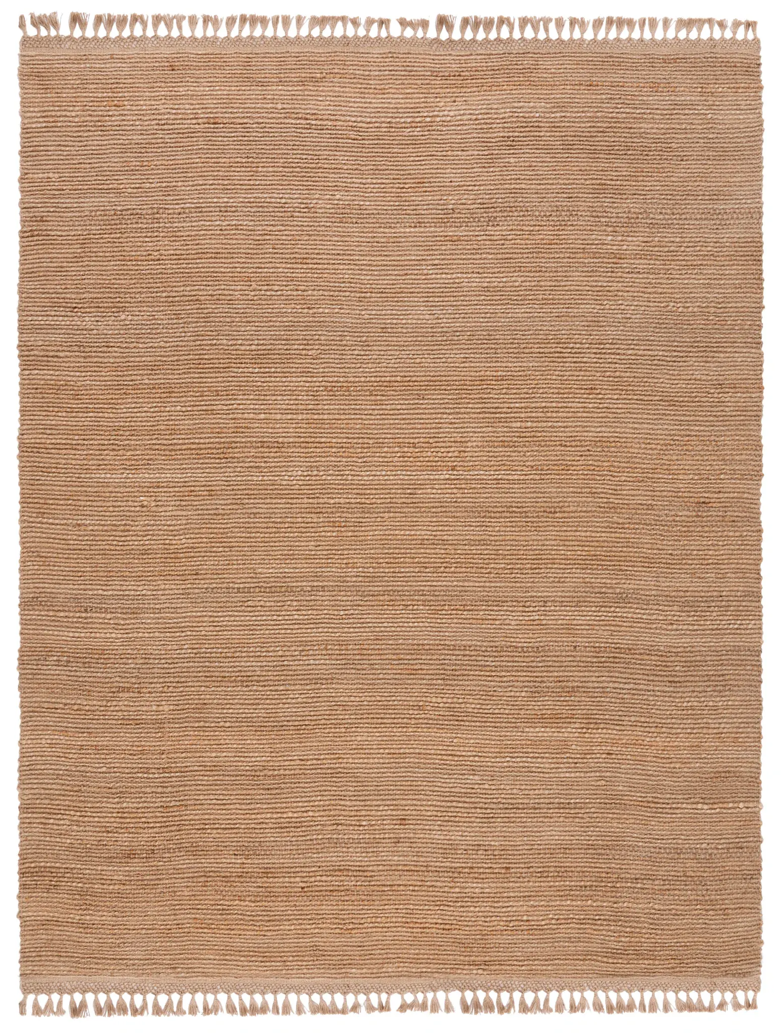 Natural Fiber Tasseled Ribbed Hand-Woven Jute Rug