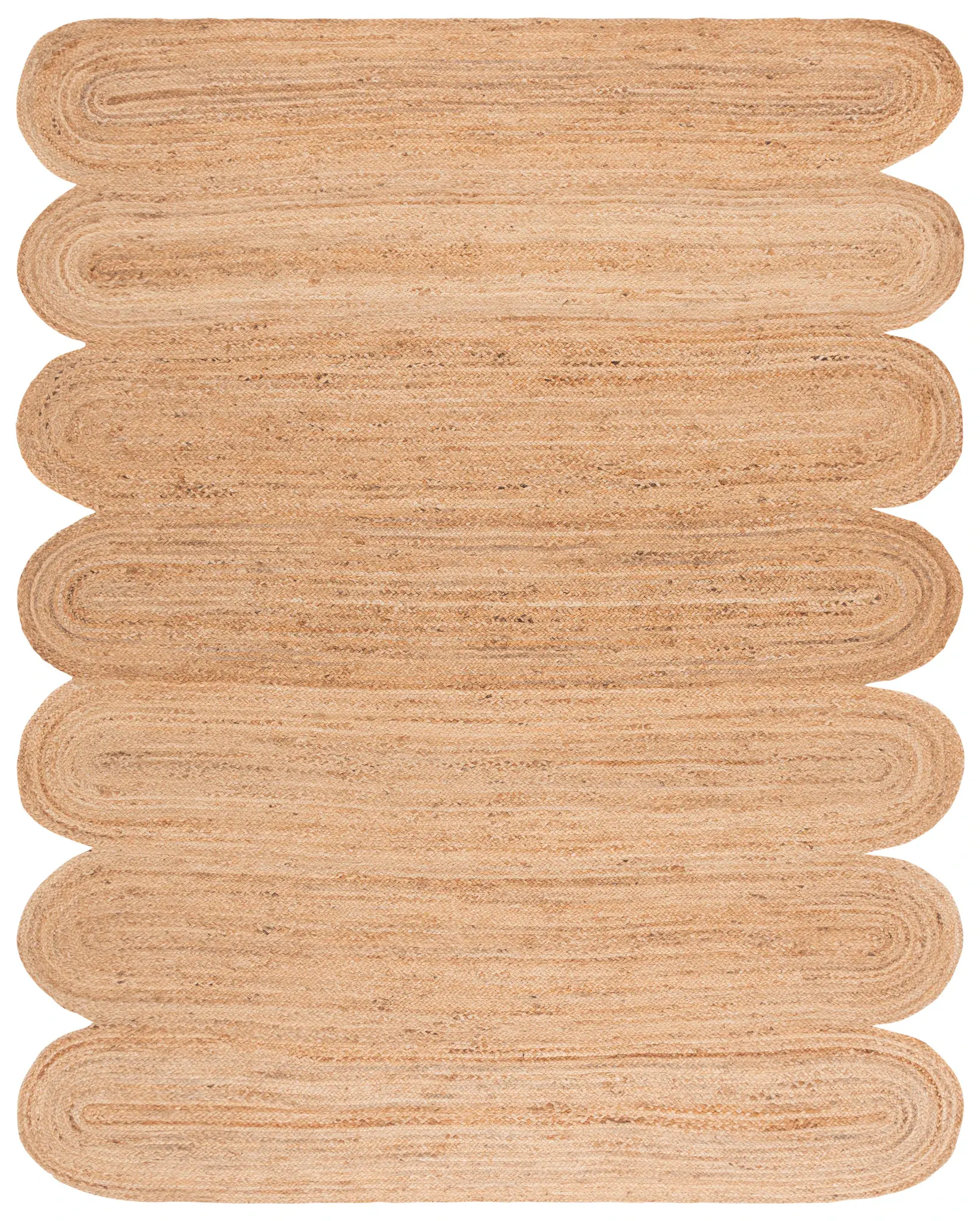 Natural Fiber Scalloped Hand-Woven Jute Rug